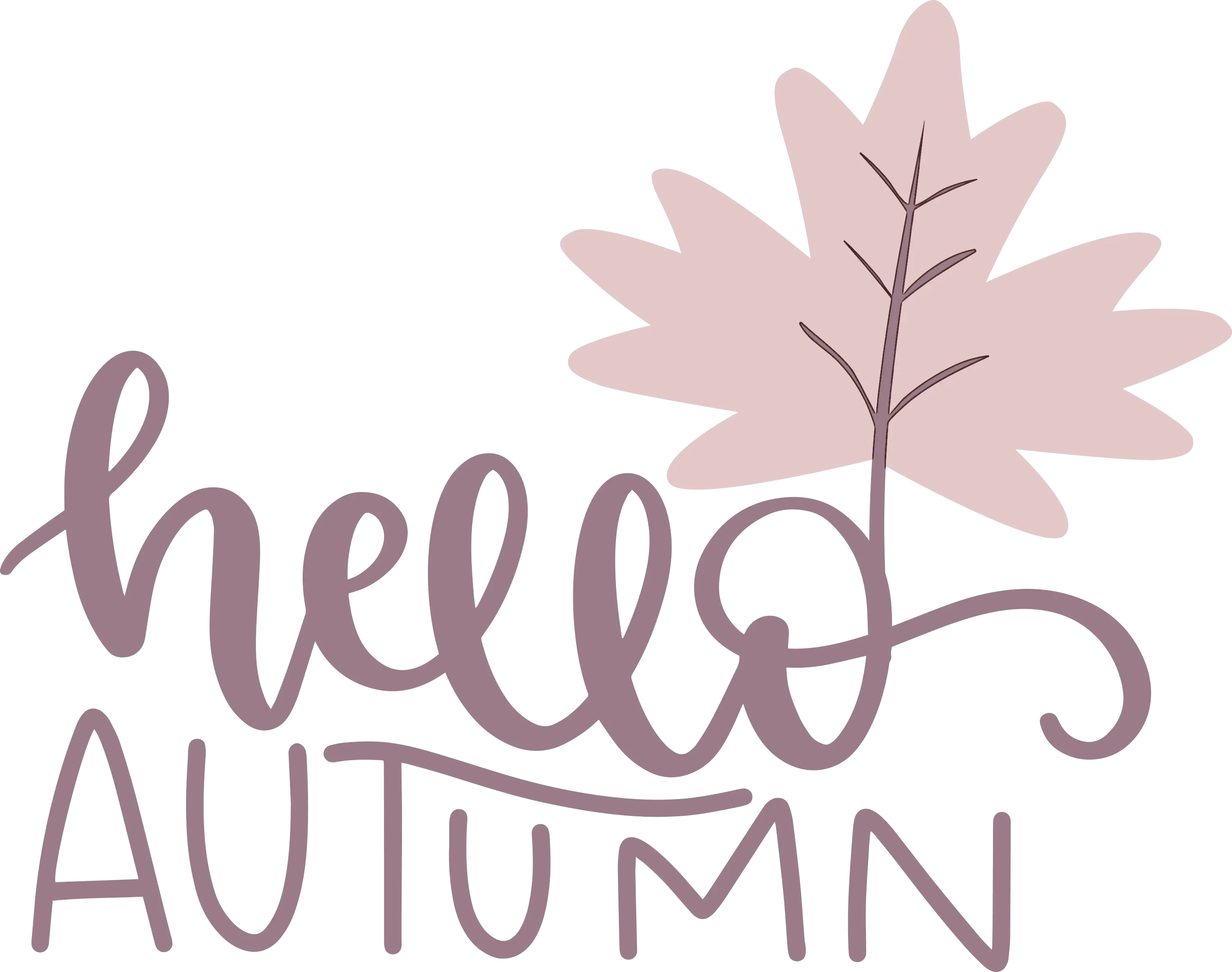 Hello Autumn Typography with Fall Leaves