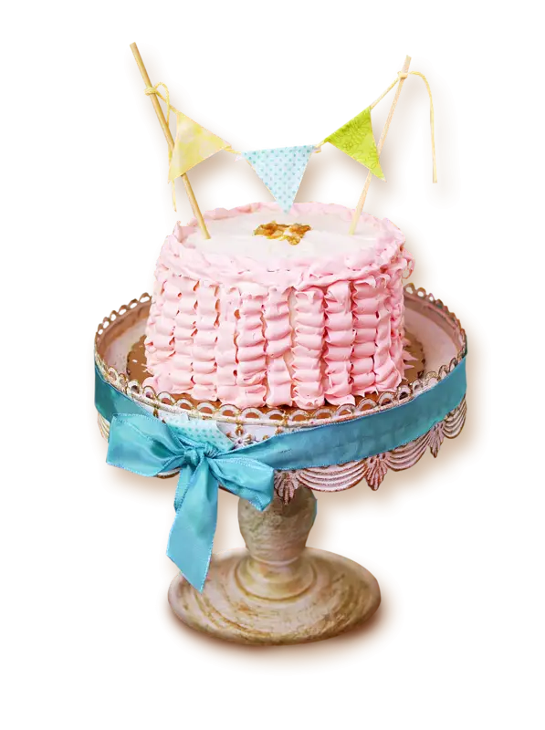 Pink Cake with Decorative Flags