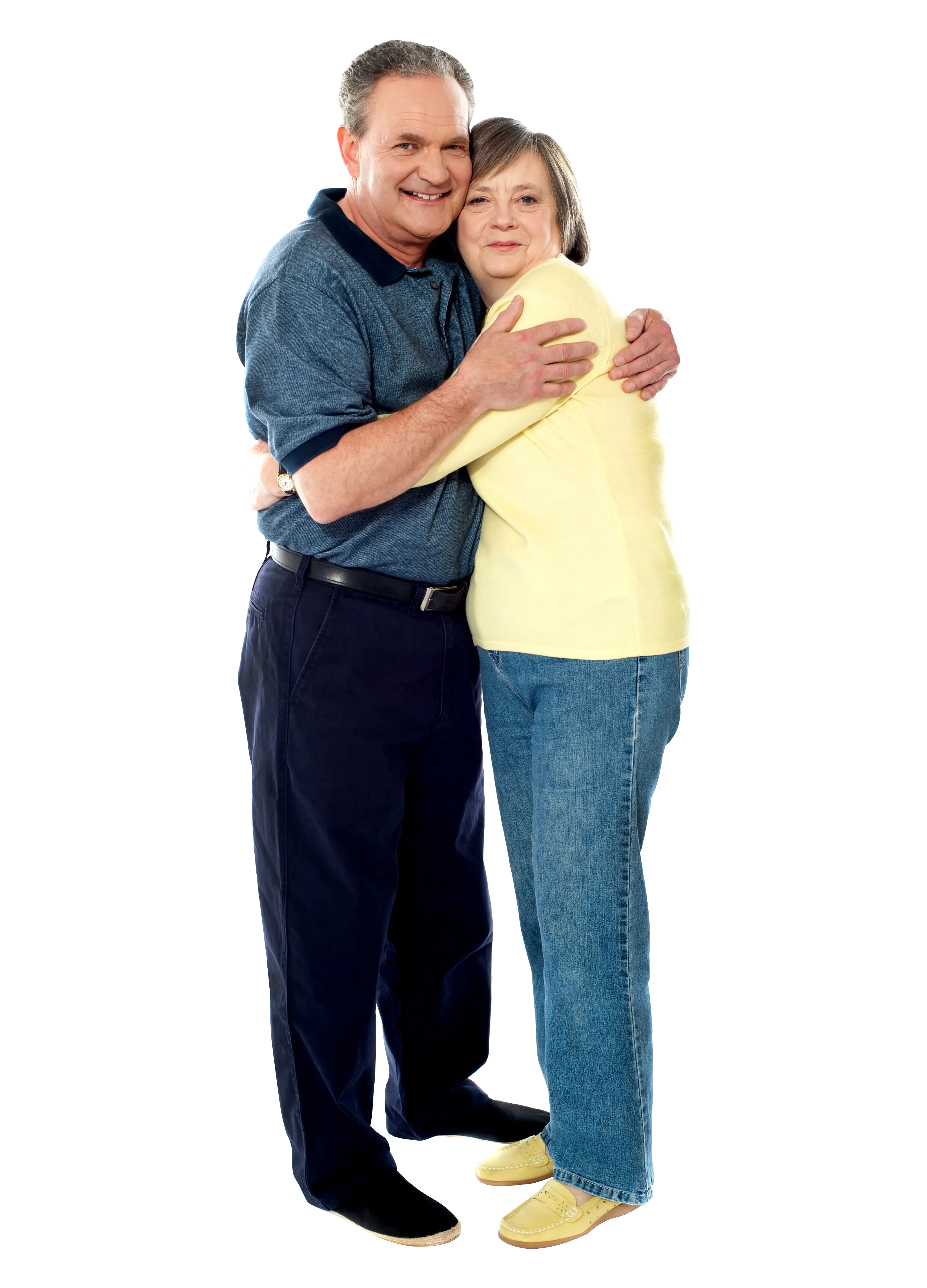 Smiling Elderly Couple Hugging