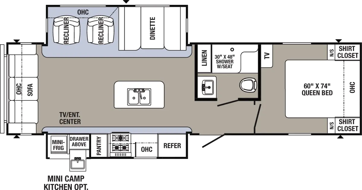 Camper or RV Interior Floor Plan