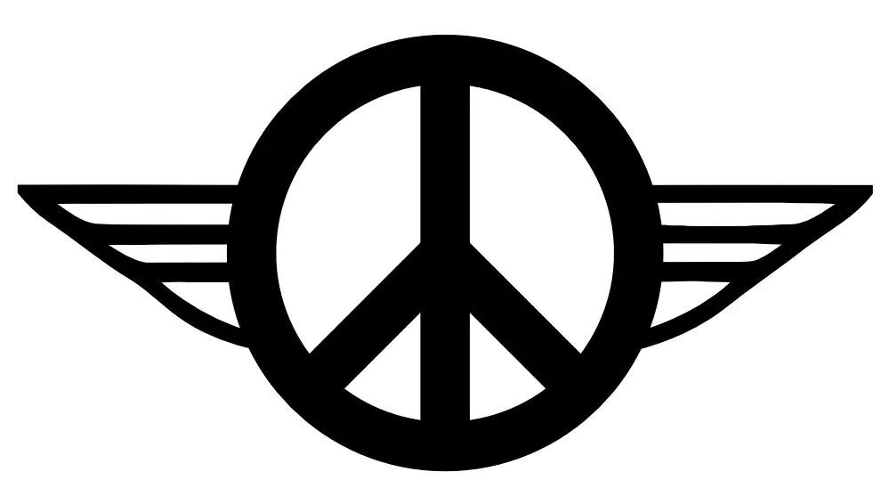 Peace Symbol with Wings Logo