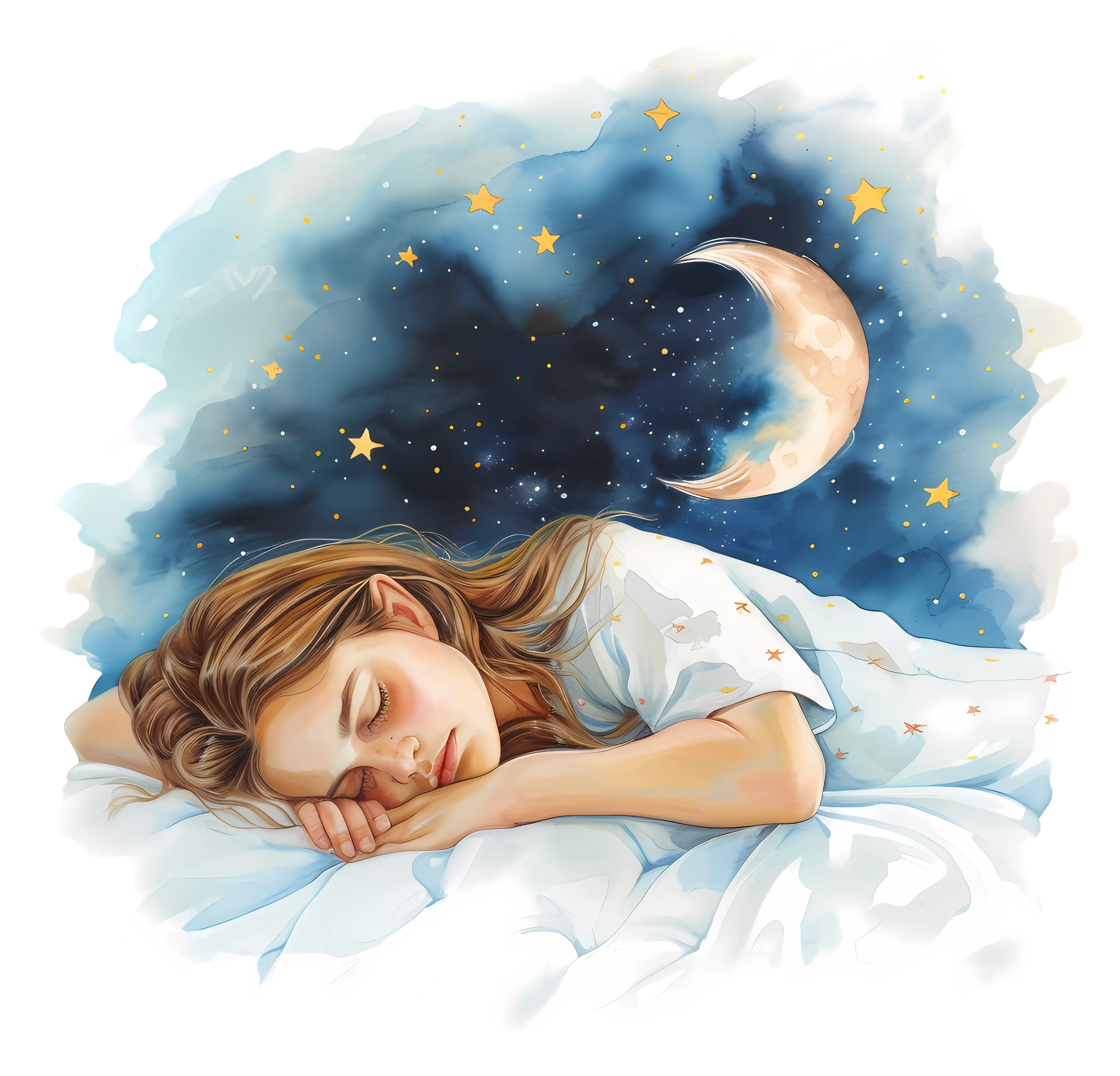 Girl Sleeping Under the Moon