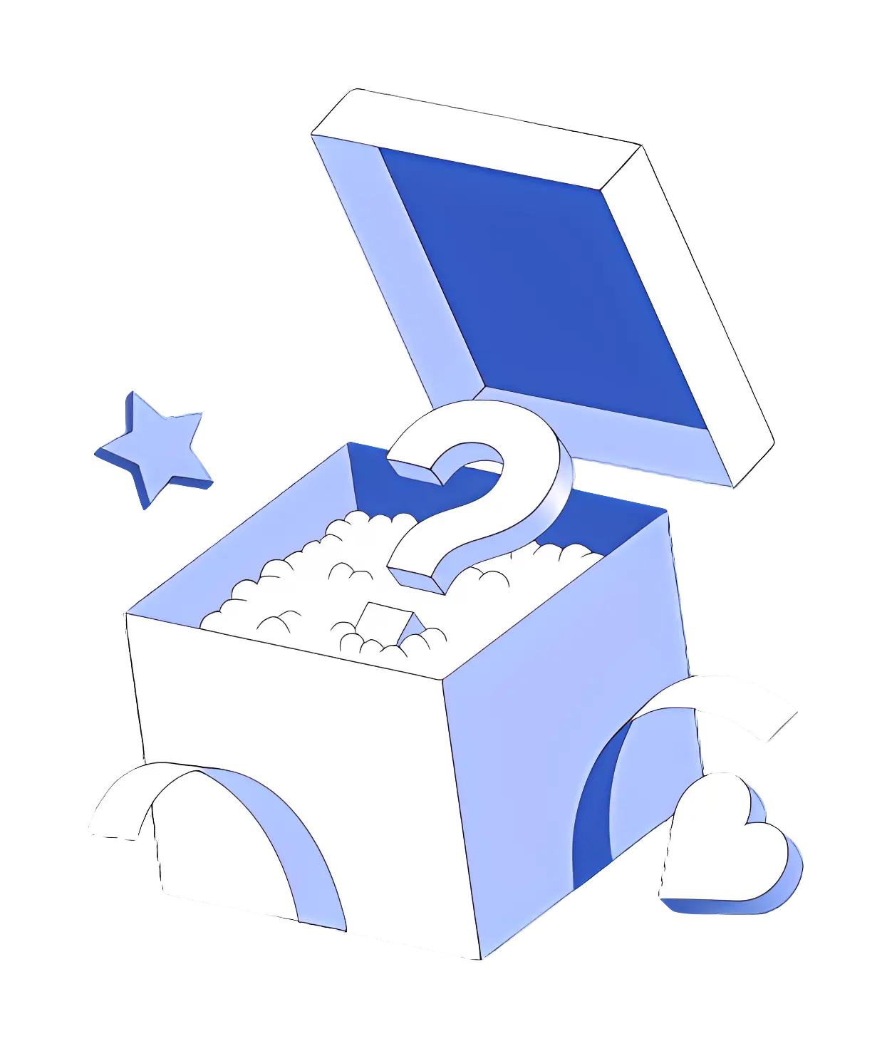 Mystery Box with Question Mark and Stars