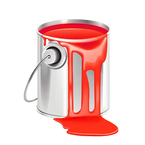 Silver Paint Can with Red Paint