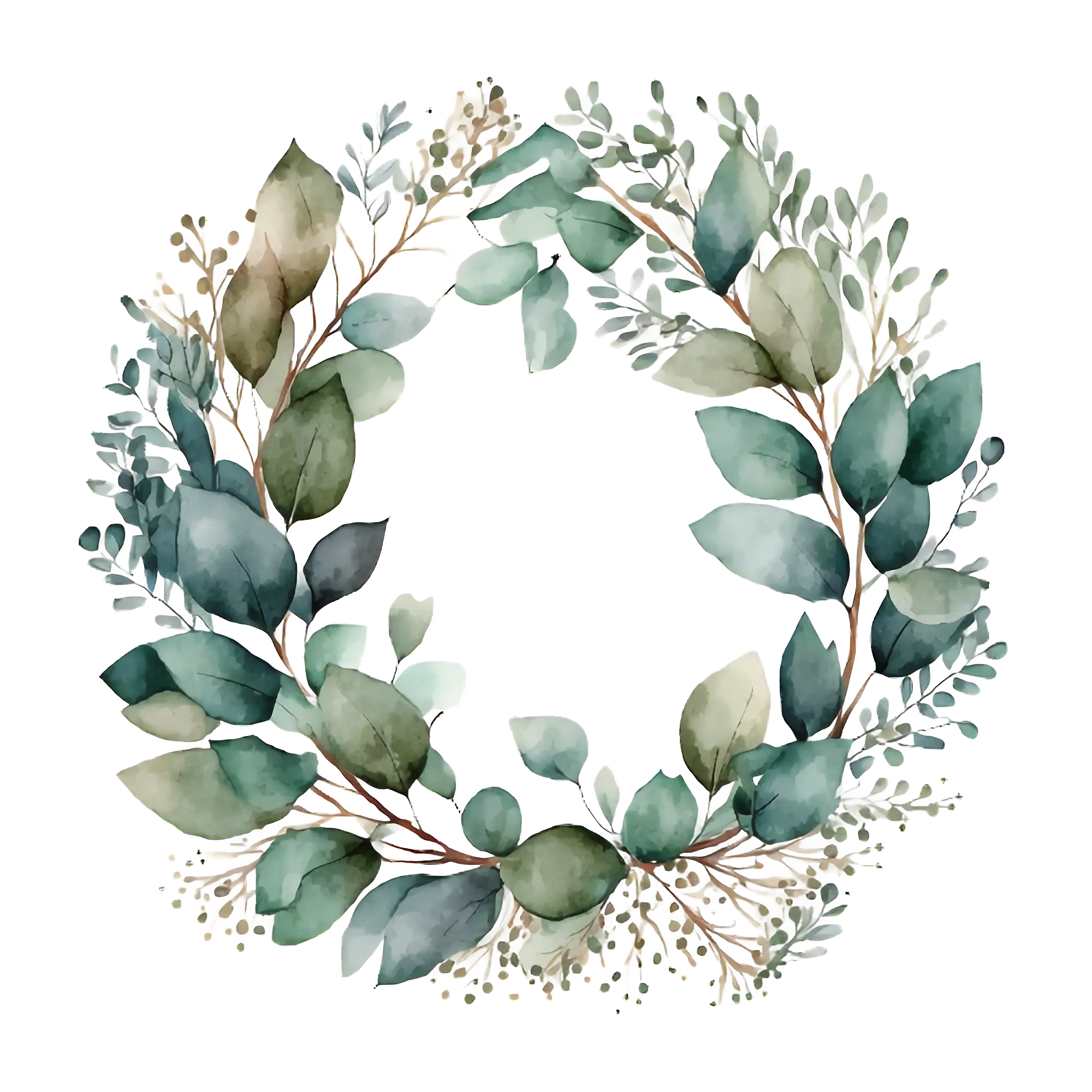 Green Botanical Wreath Illustration