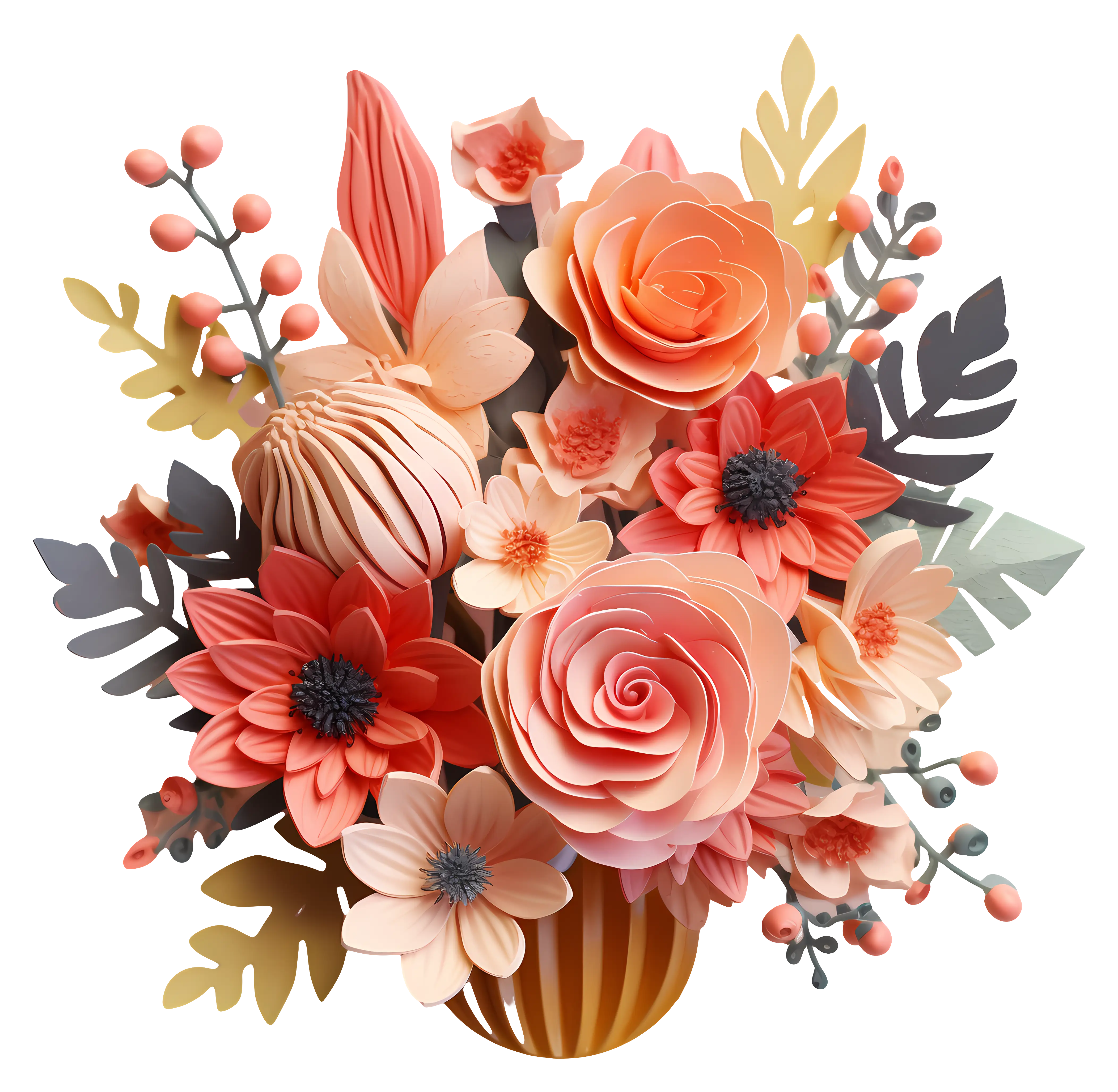 Beautiful Handmade Pink and Orange Paper Flowers