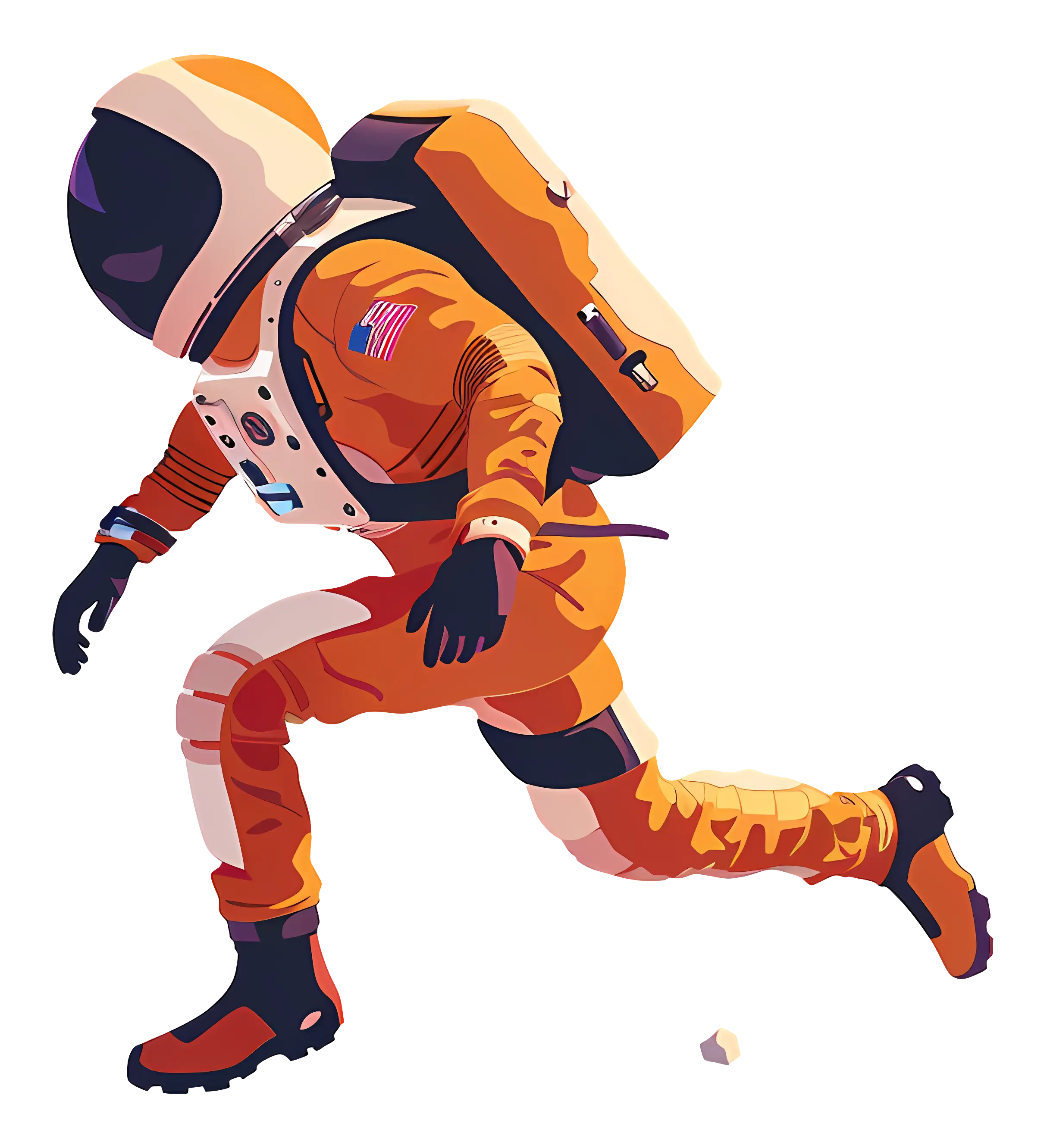 Dynamic Astronaut in Orange Spacesuit