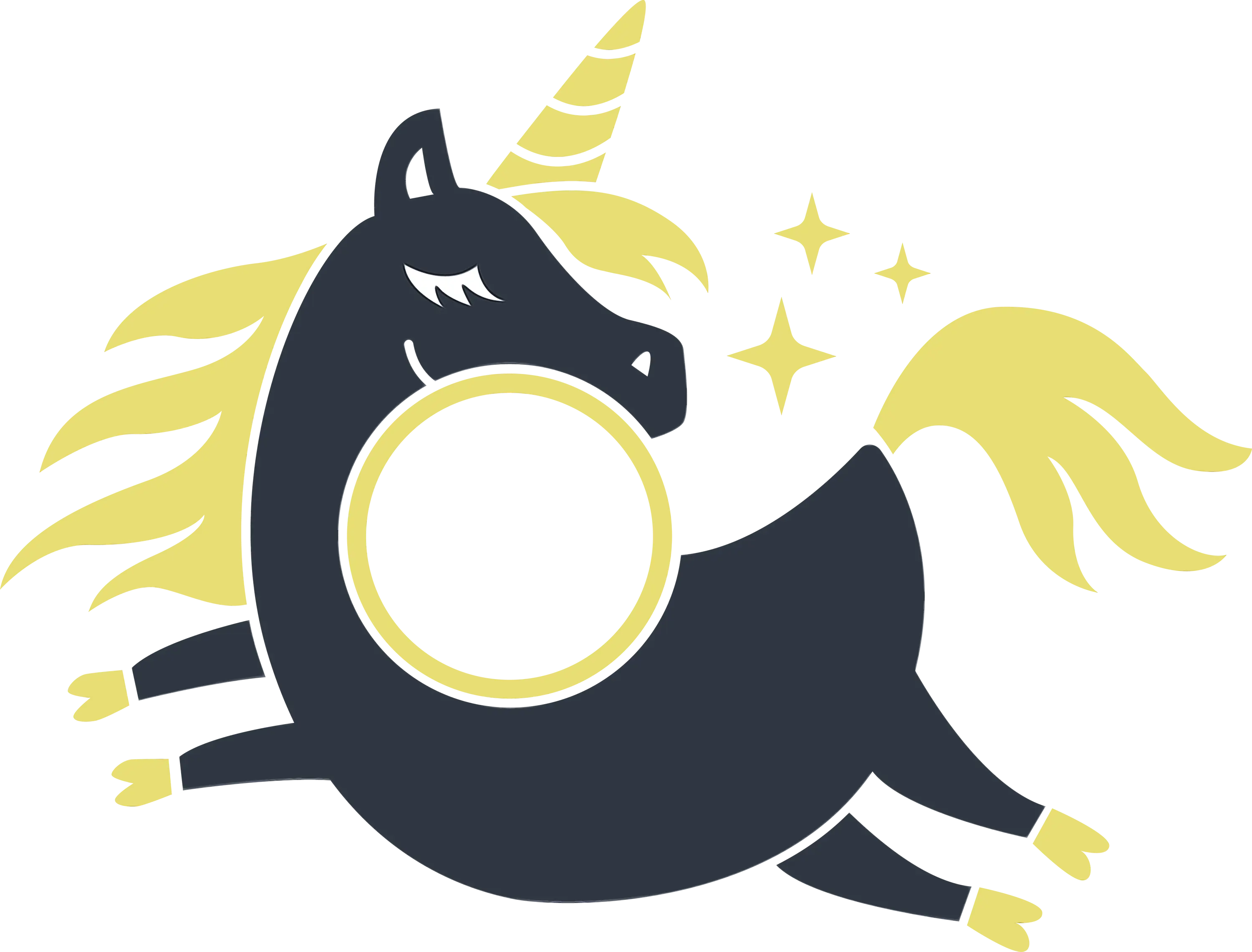 Black Unicorn with Yellow Mane Clipart