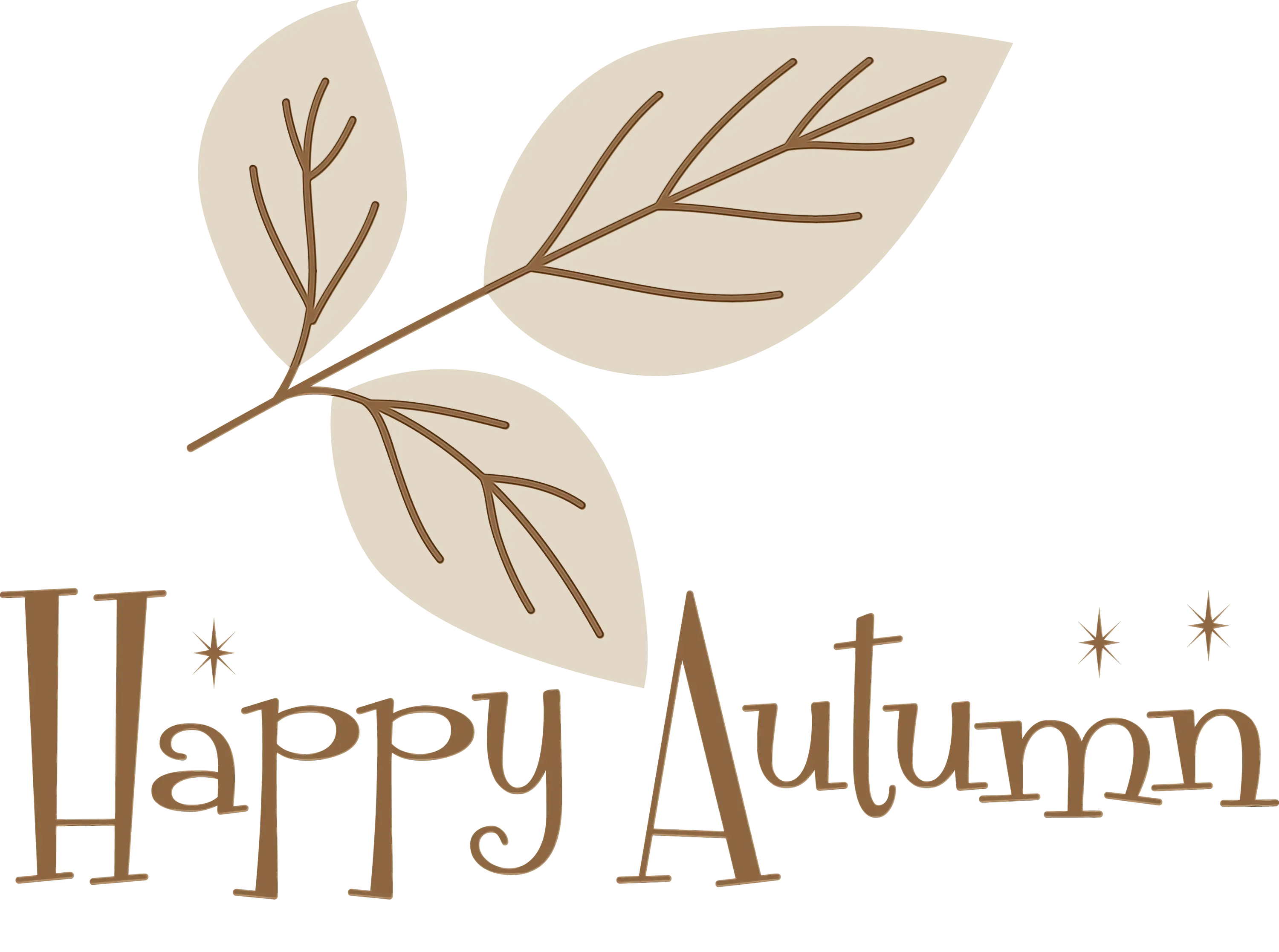 Happy Autumn Text with Leaf Design