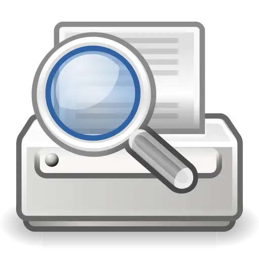 Printer and Magnifying Glass Icon