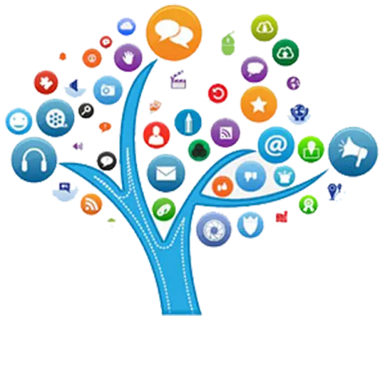 Colorful Social Media Tree Graphic Design