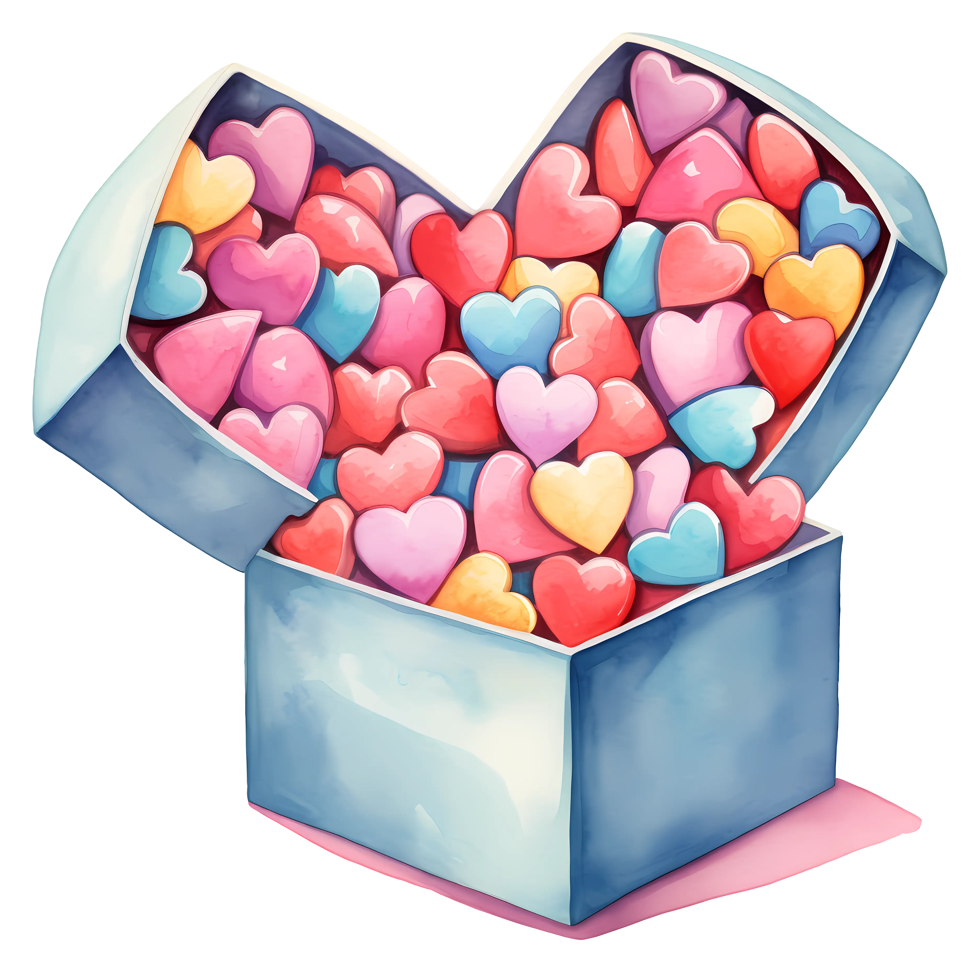 Open Box Full of Colorful Hearts