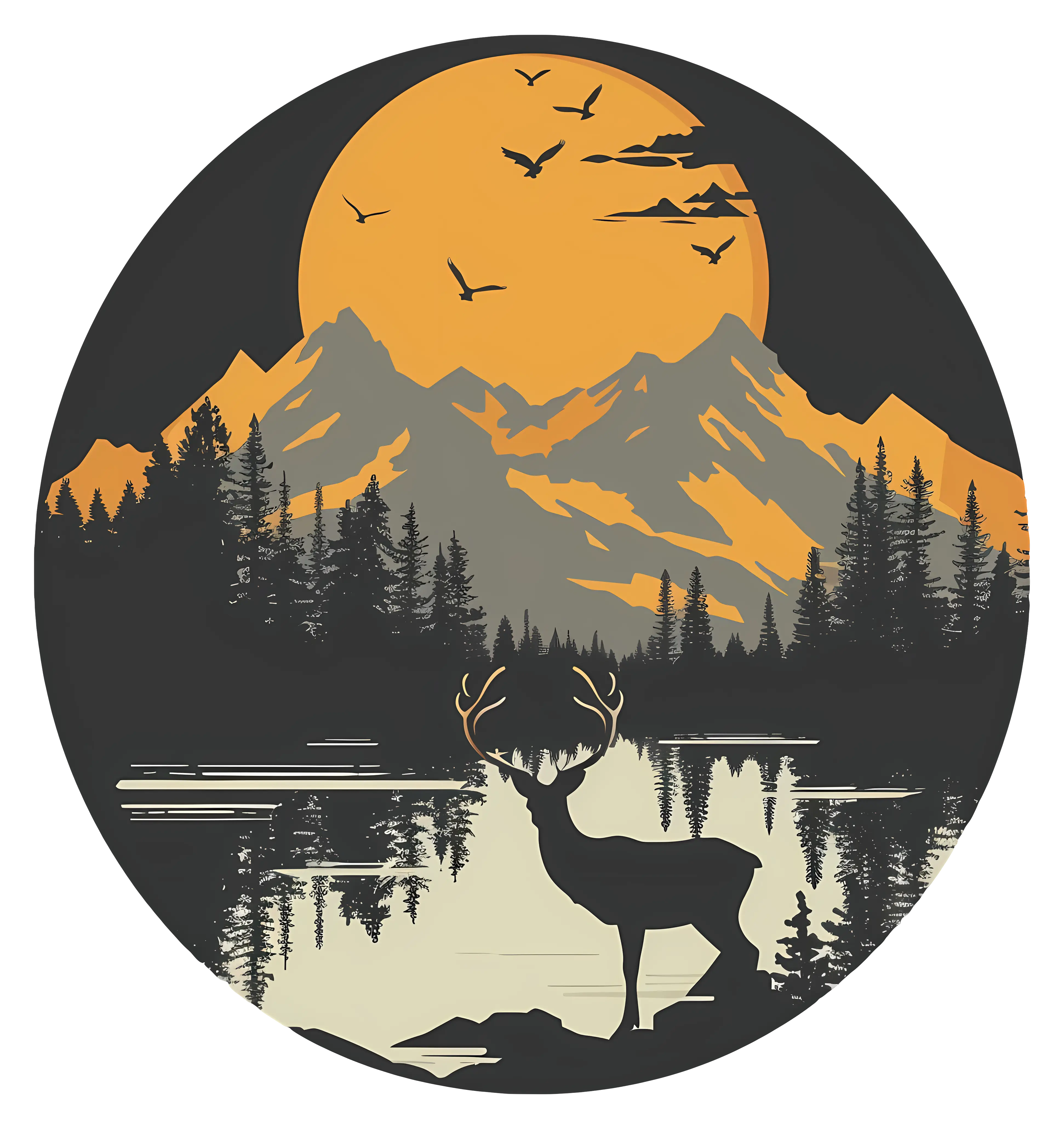 Deer at Sunset in Mountains