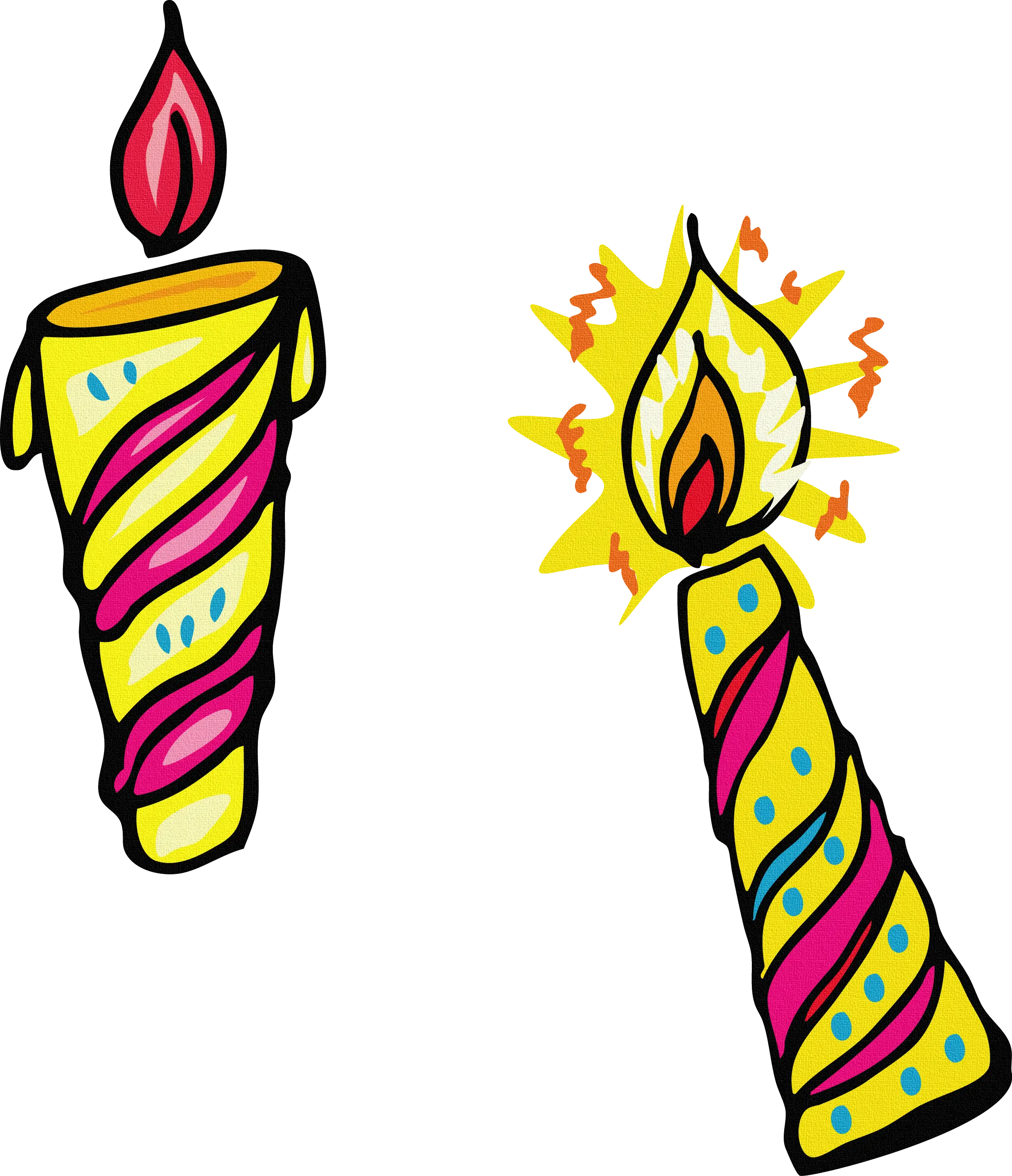 Colorful Lit Candles Illustration