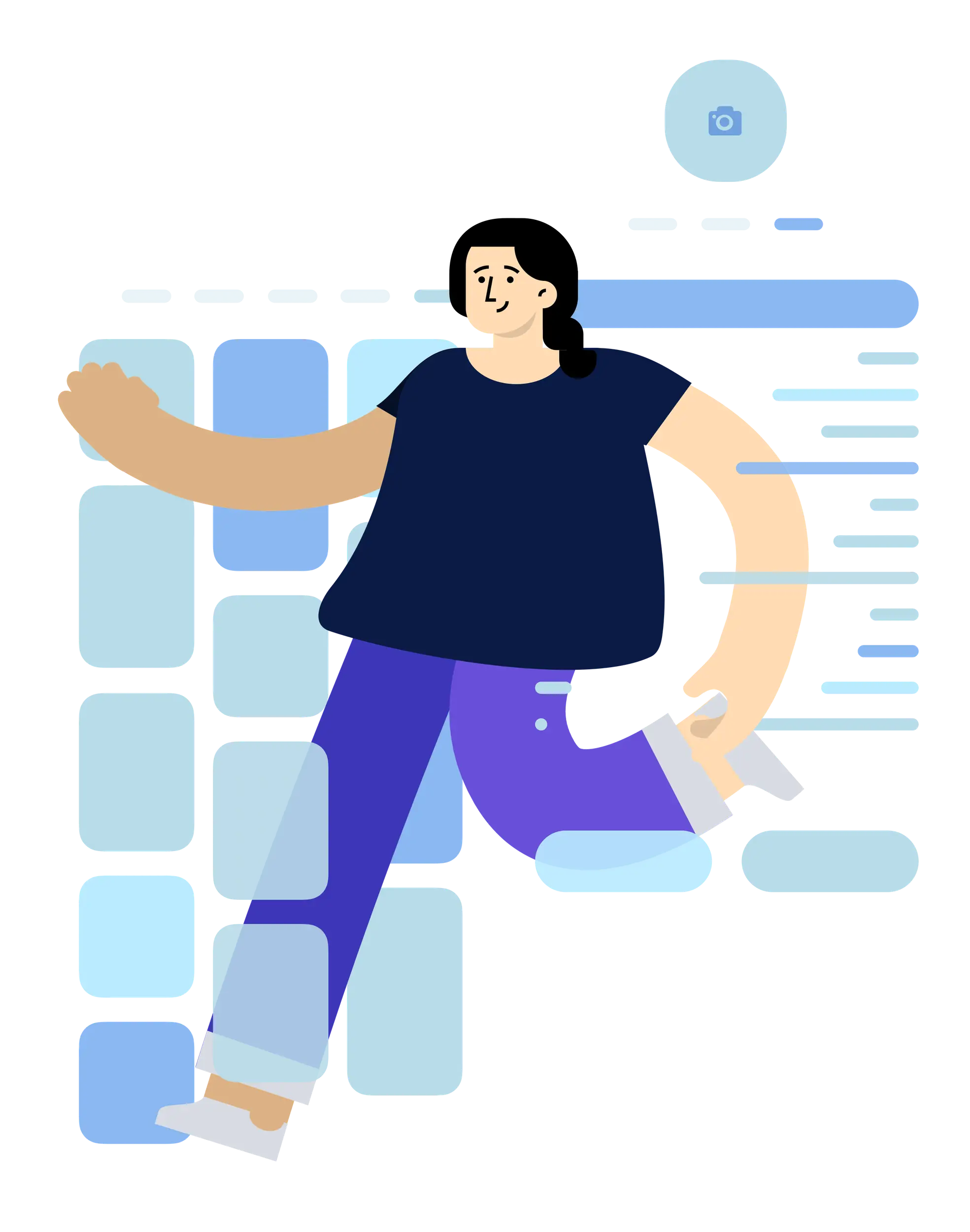 Illustration of Woman Running with Tech Elements
