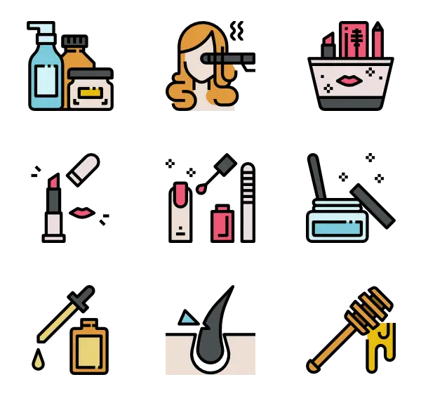 Colorful Cosmetic Icons Set
