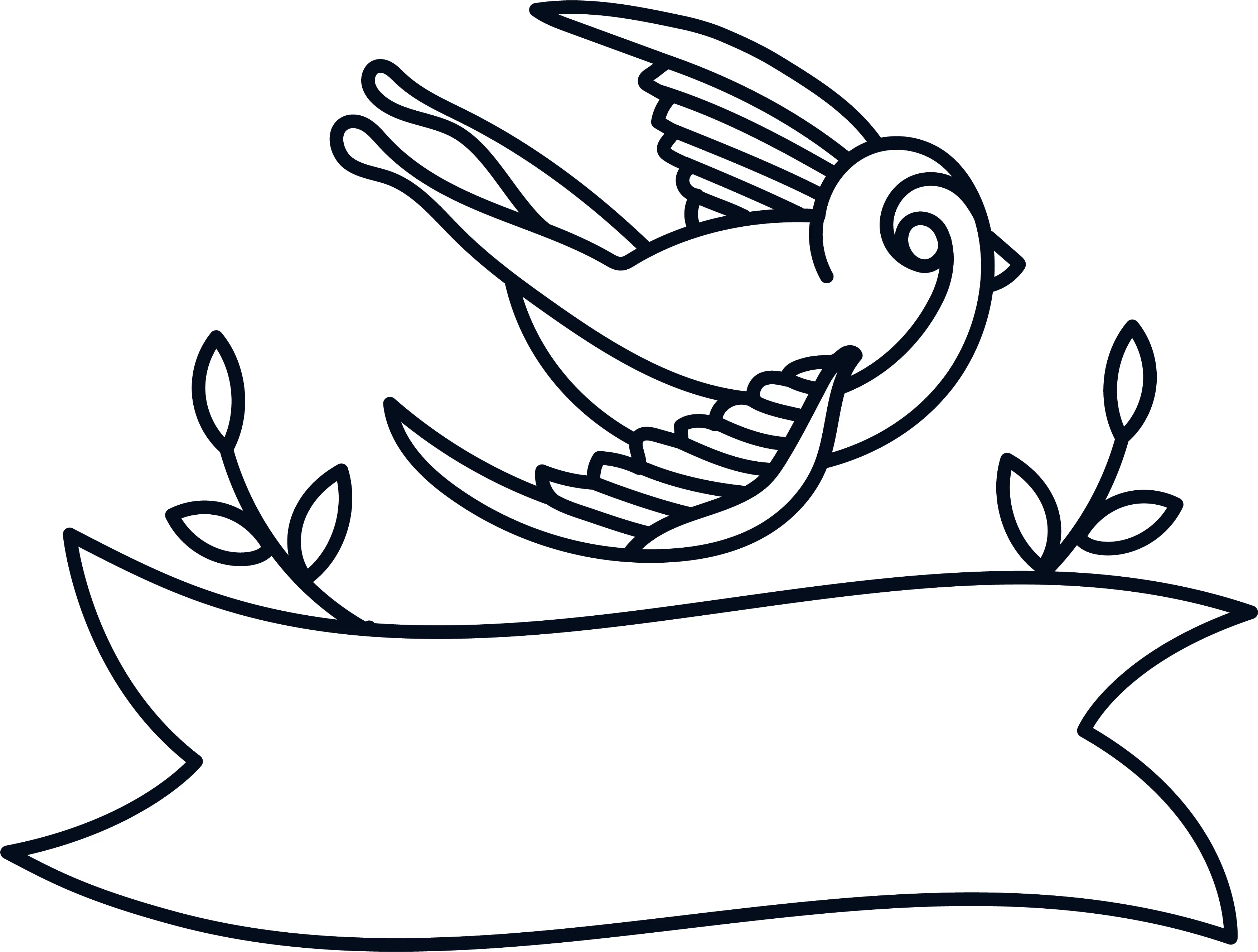 Outline Bird with Banner