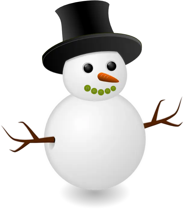 Smiling Snowman with Hat and Carrot Nose