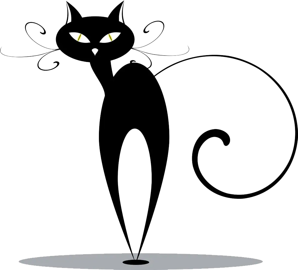 Stylized Black Cat Cartoon Illustration