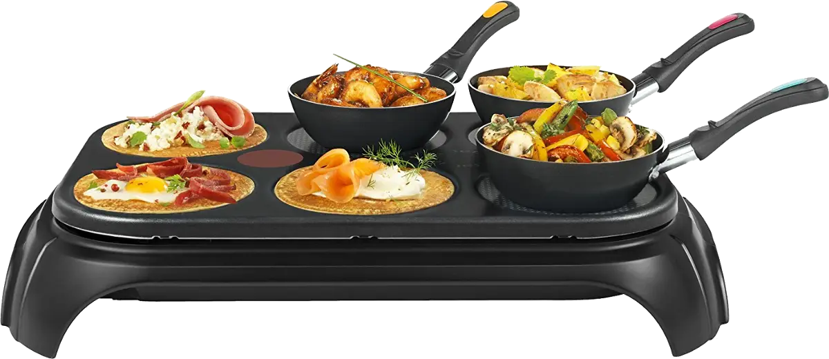 Multi-Pan Cooker with Food