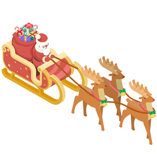 Santa Claus in Sleigh with Reindeer