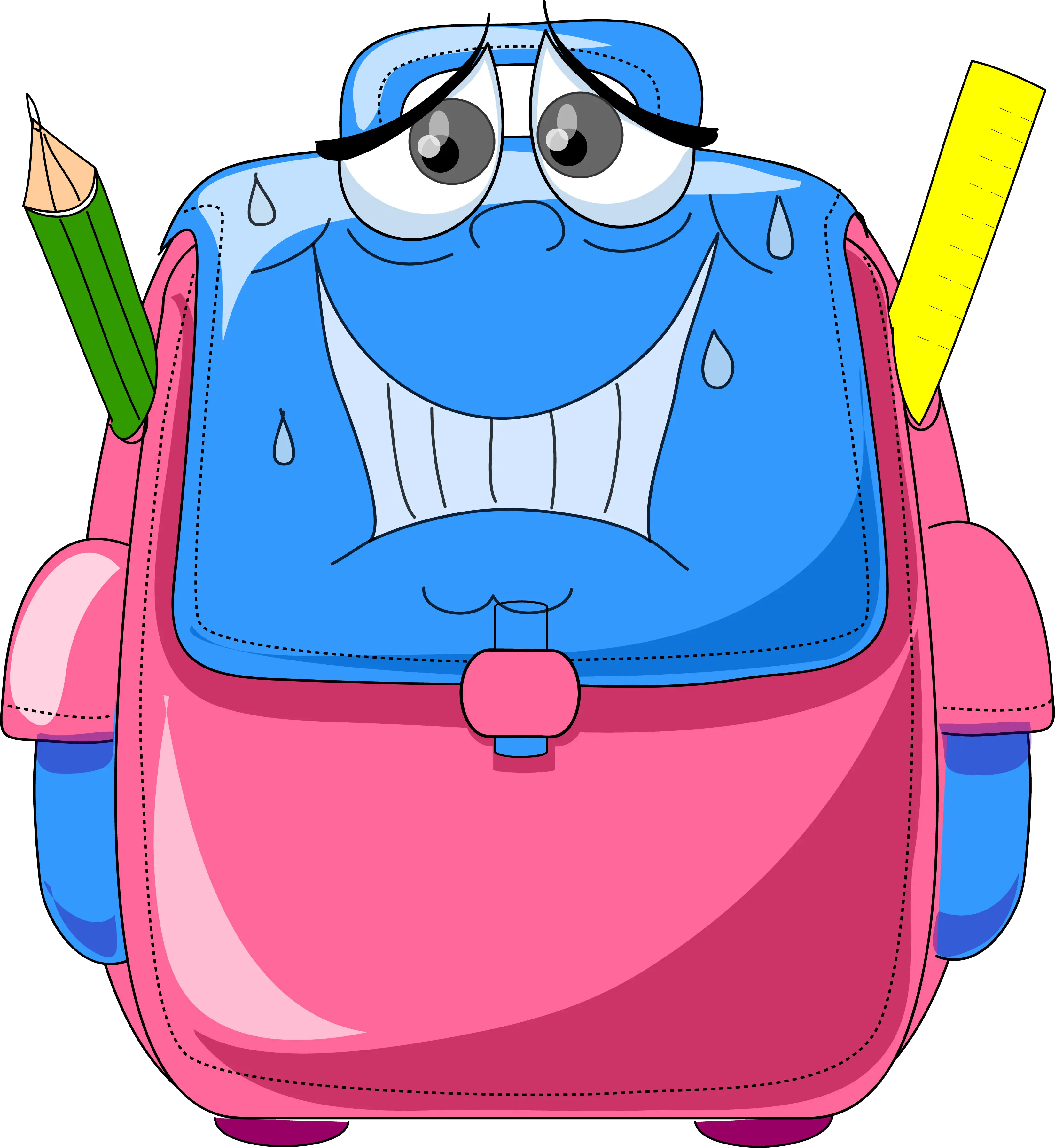 Cartoon Backpack with School Supplies