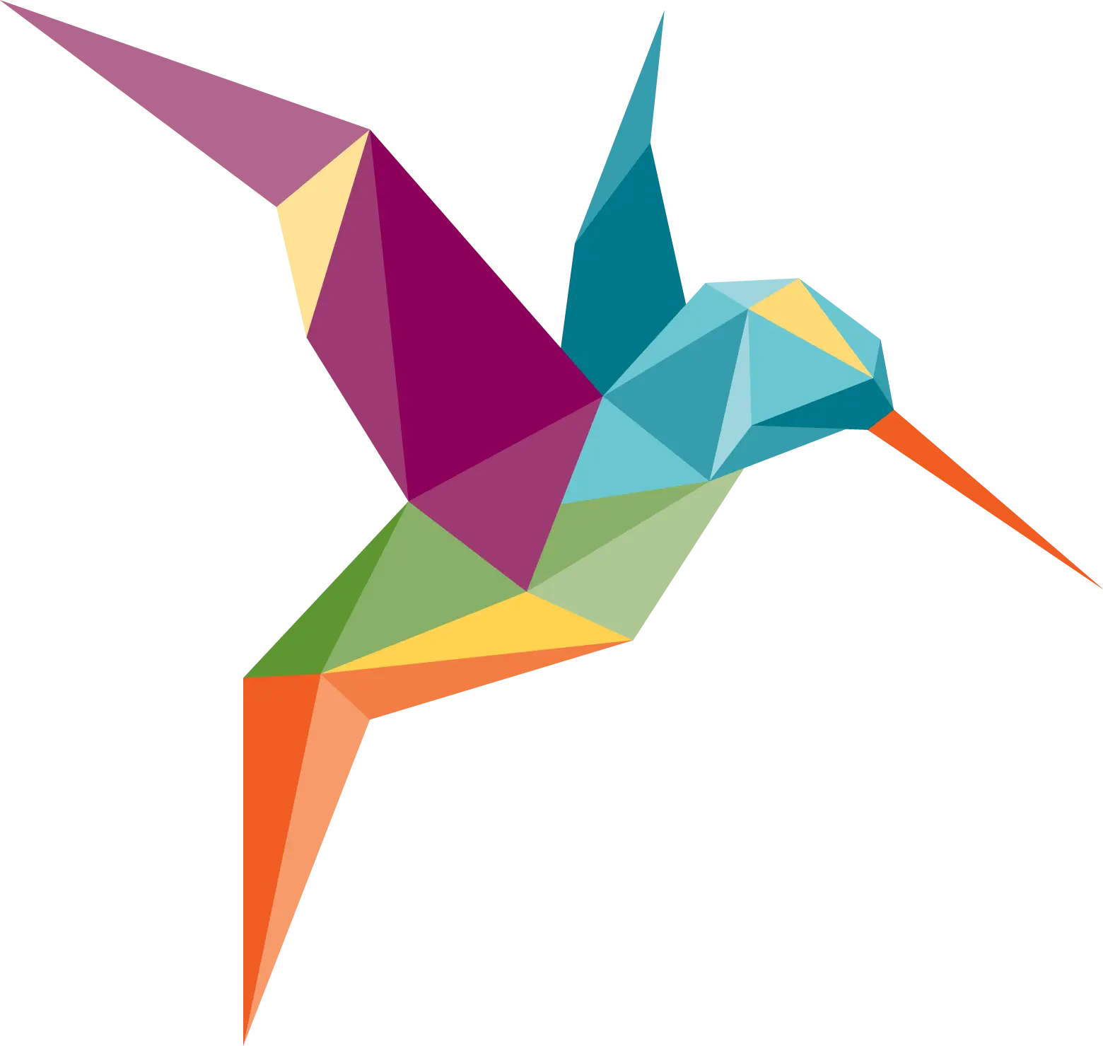Colorful Geometric Hummingbird