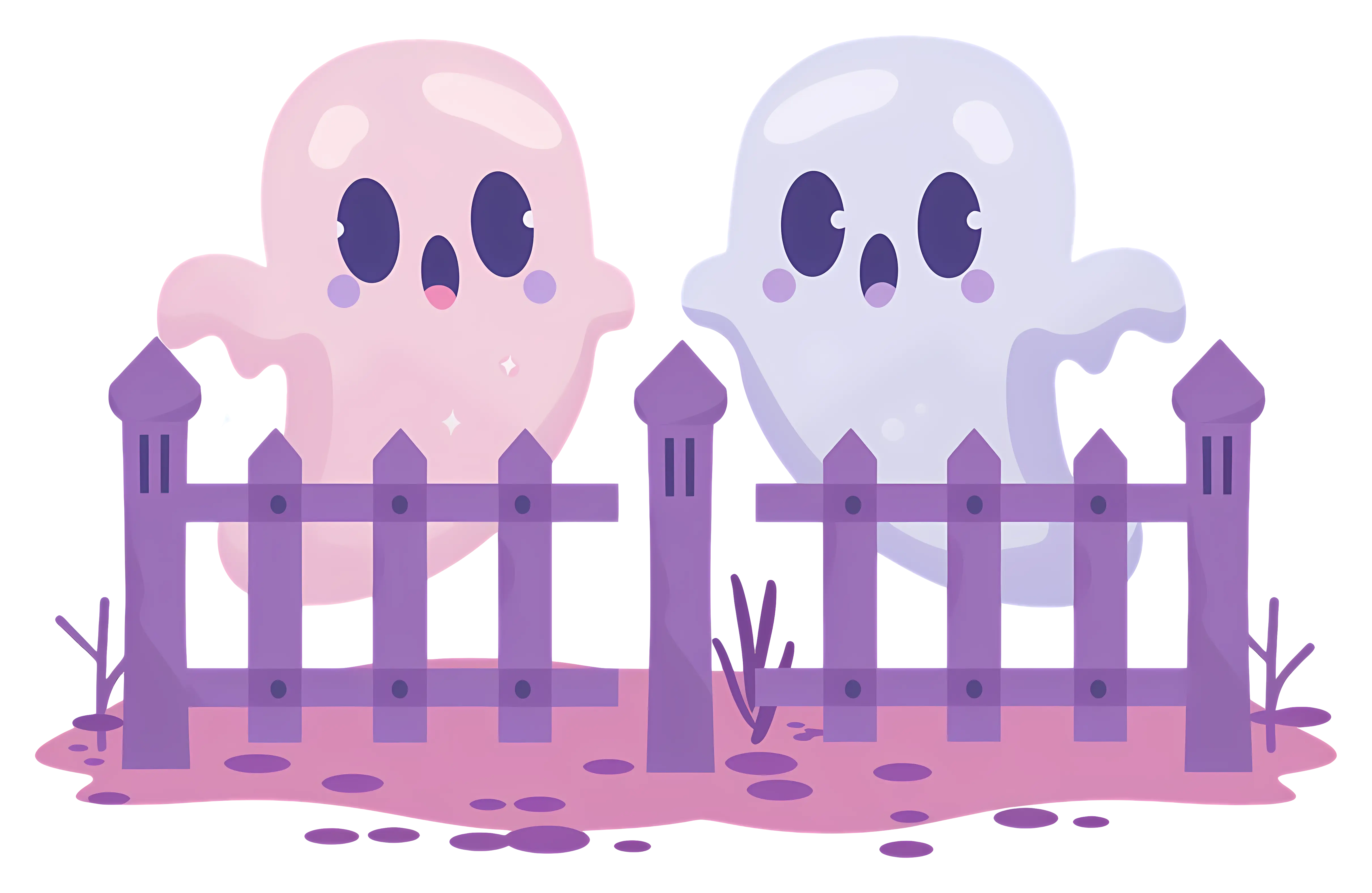 Adorable Ghosts by a Fence