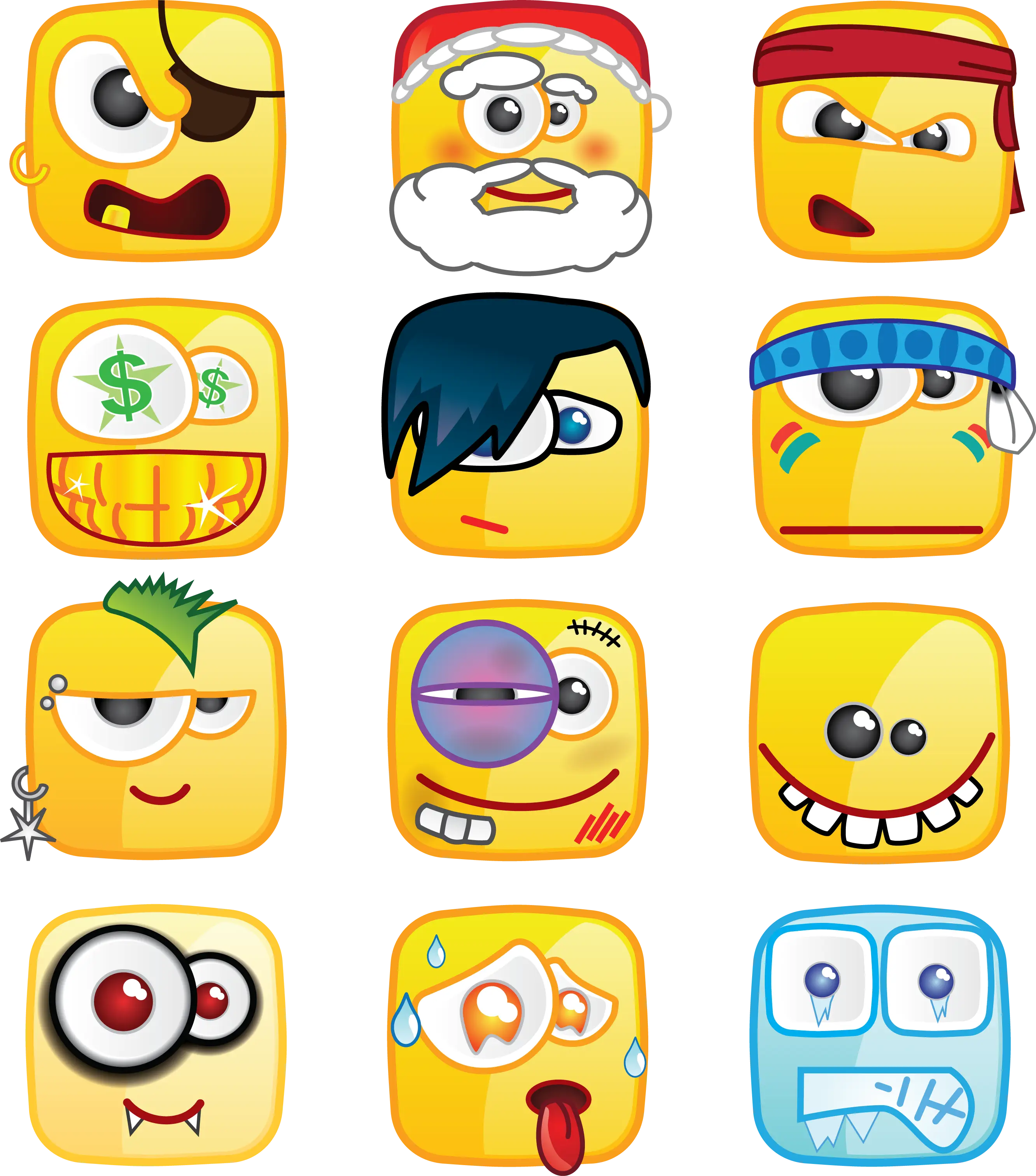 Funny Emoji Faces with Various Expressions