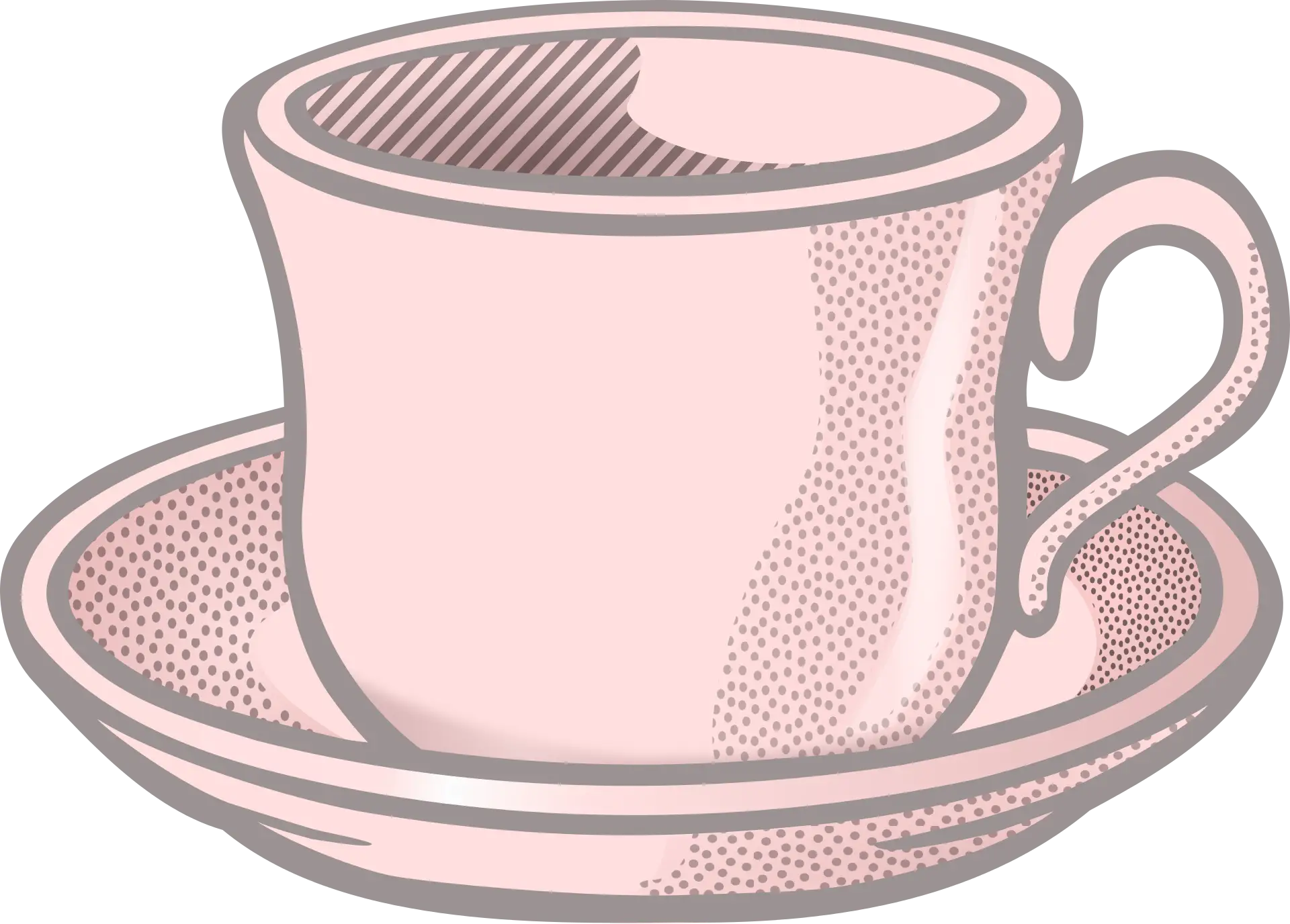 Elegant Pink Teacup with Saucer Illustration