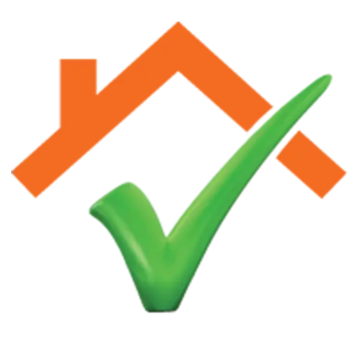 Checkmark Logo with Roof Symbol