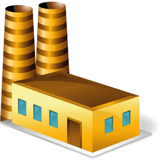 Industrial Factory with Chimneys