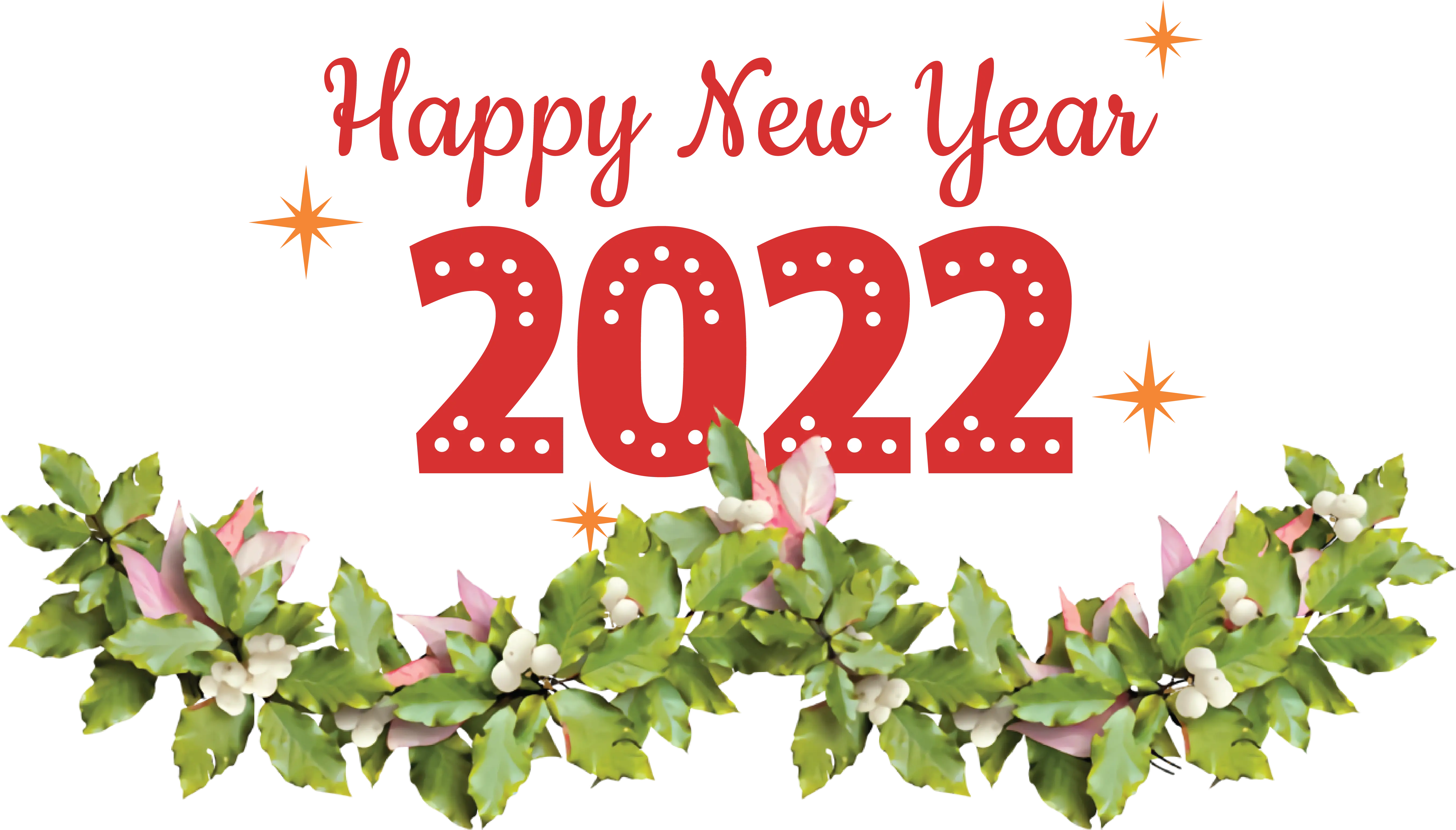 Happy New Year 2022 with Holly Leaf Garland