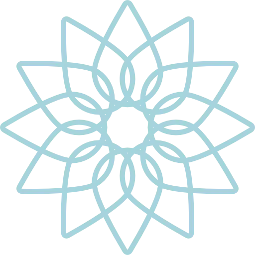 Blue Geometric Flower Outline Design