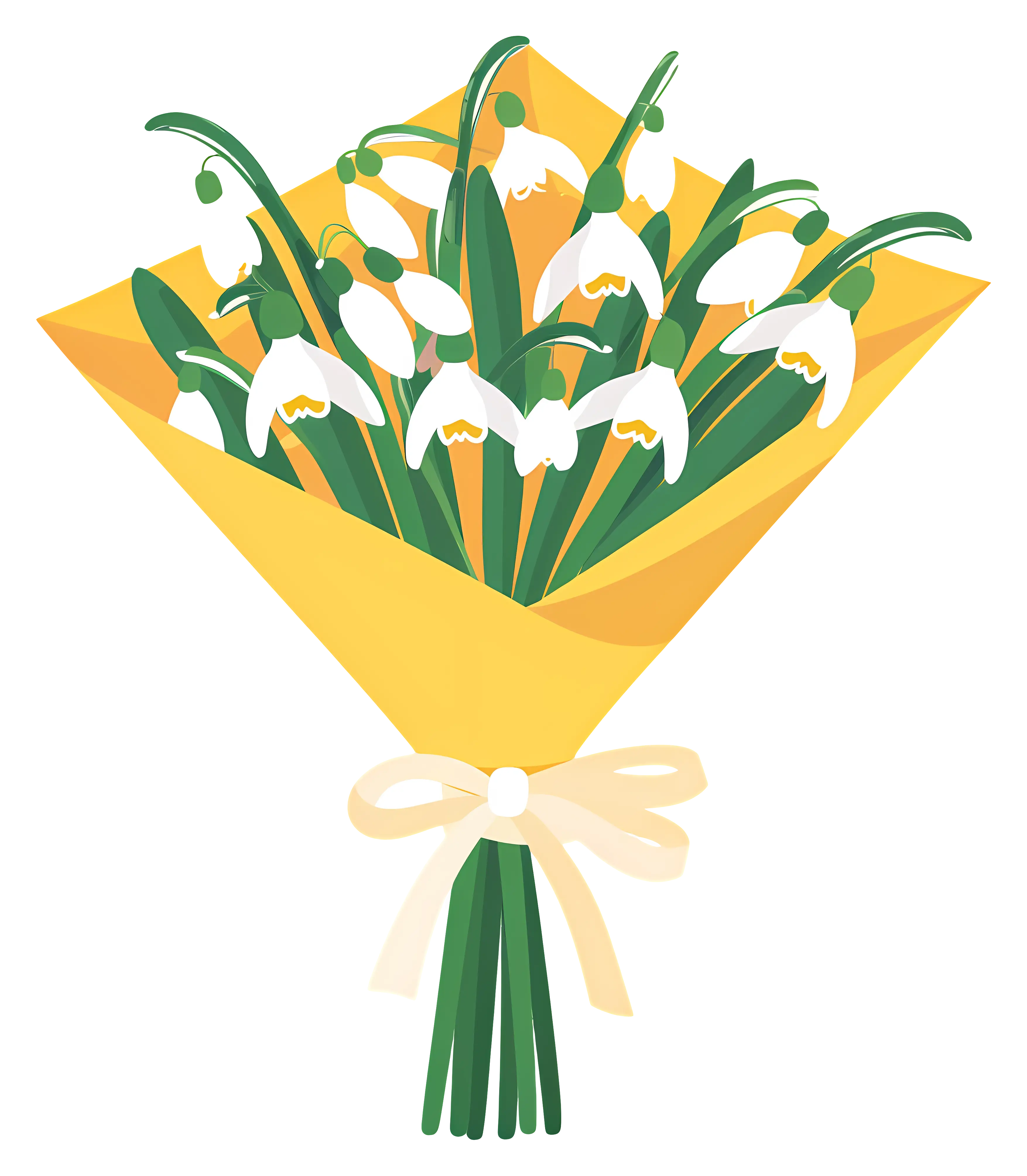 Snowdrop Bouquet in Yellow Wrapper