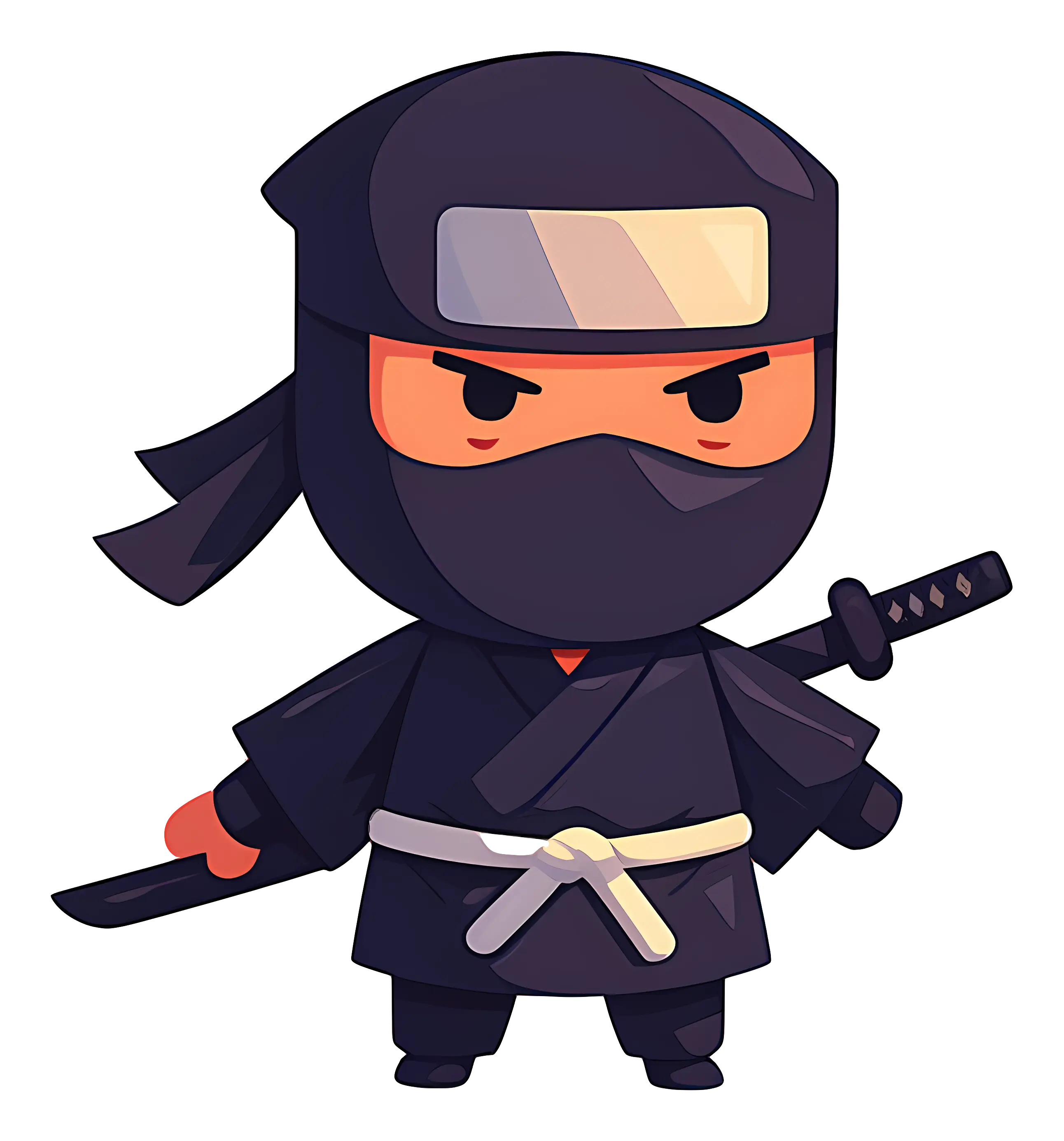 Cute Cartoon Ninja in Black Stealth Suit
