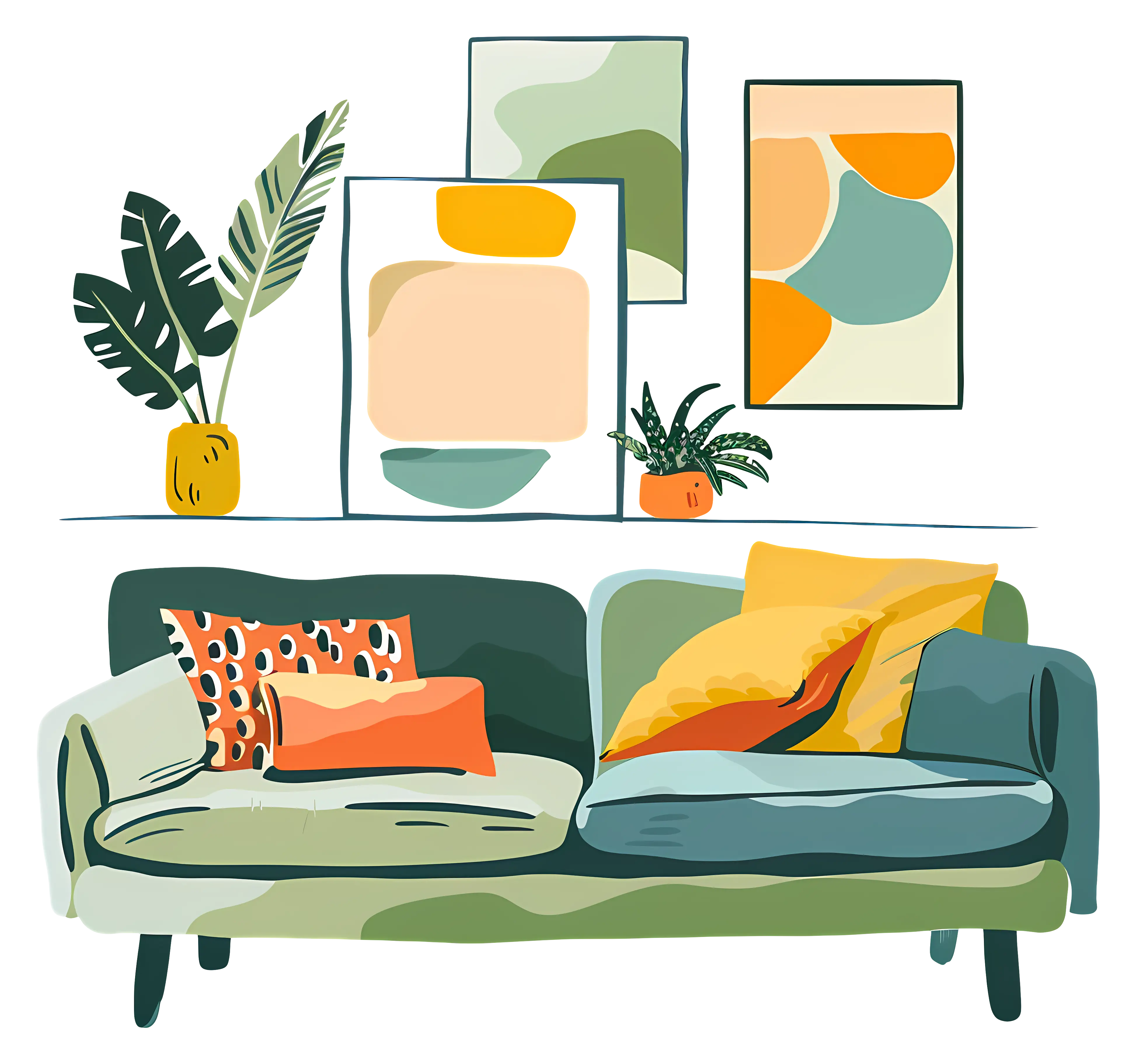 Cozy Living Room Decor with Sofa and Art