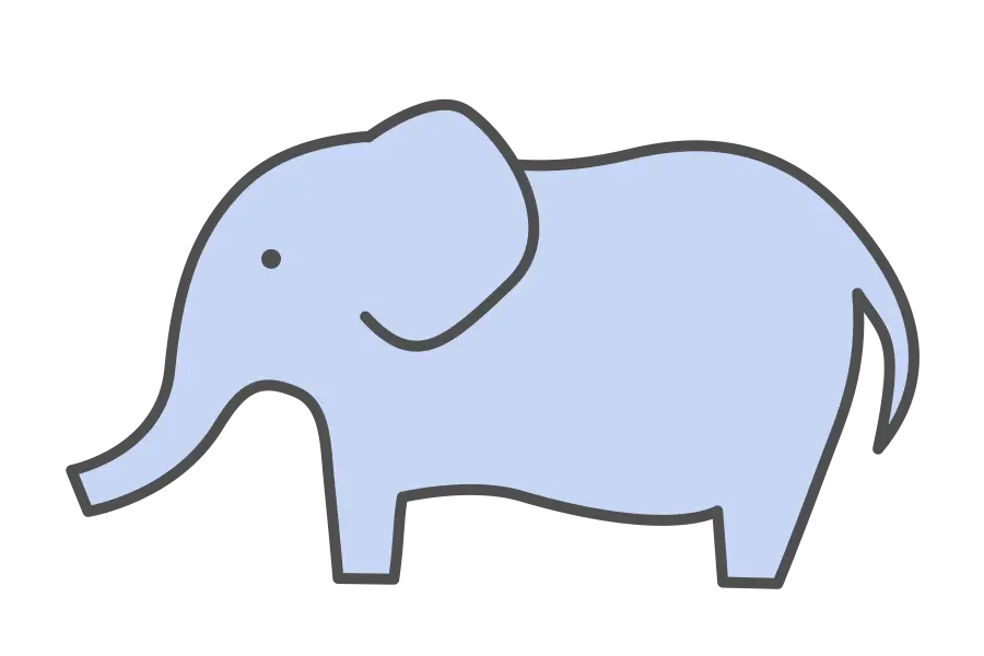 Cute Blue Cartoon Elephant Illustration