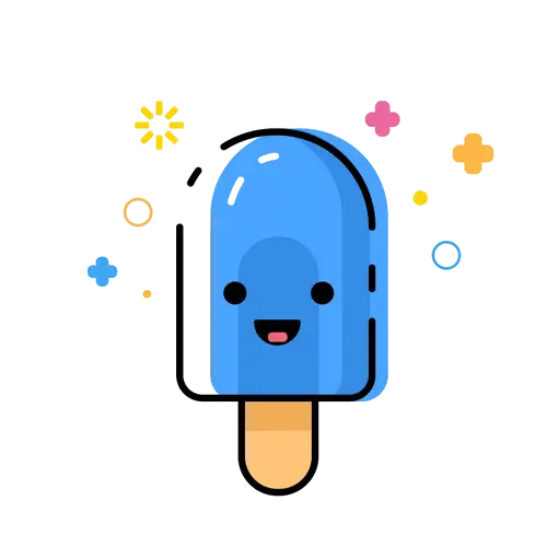 Cute Blue Popsicle Cartoon