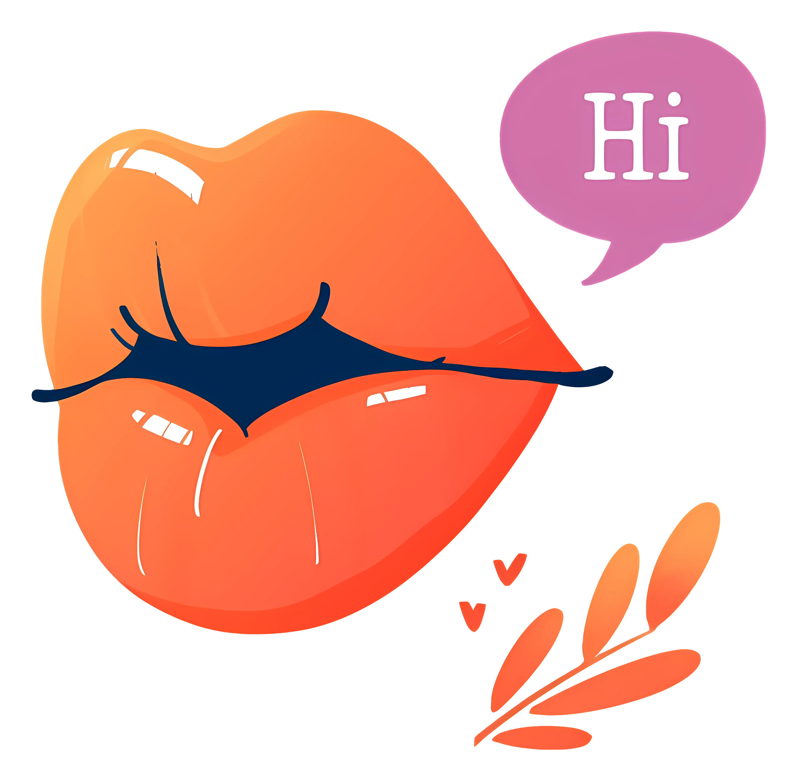 Orange Lips with Hi Speech Bubble Illustration