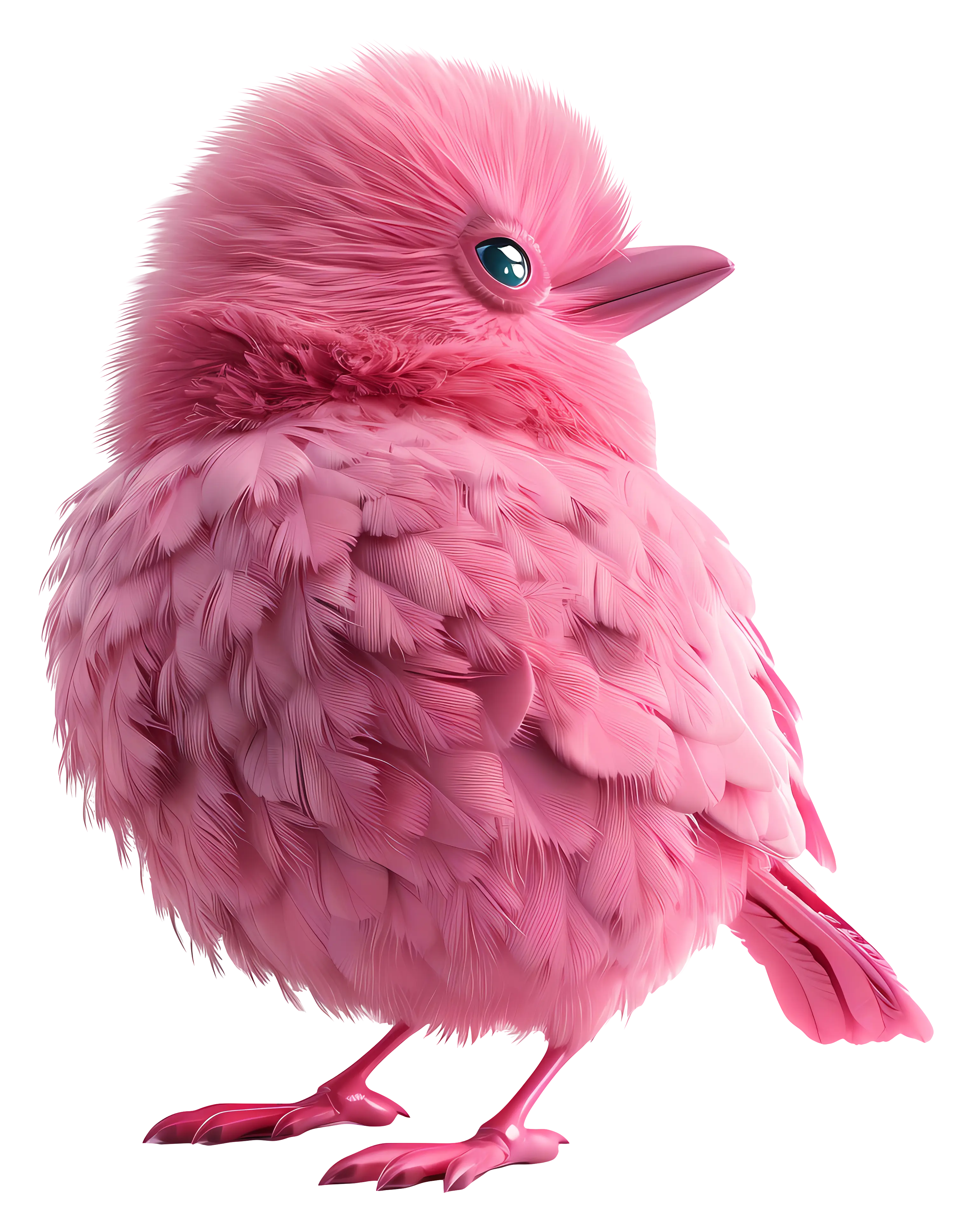 Cute Fluffy Pink Bird Art
