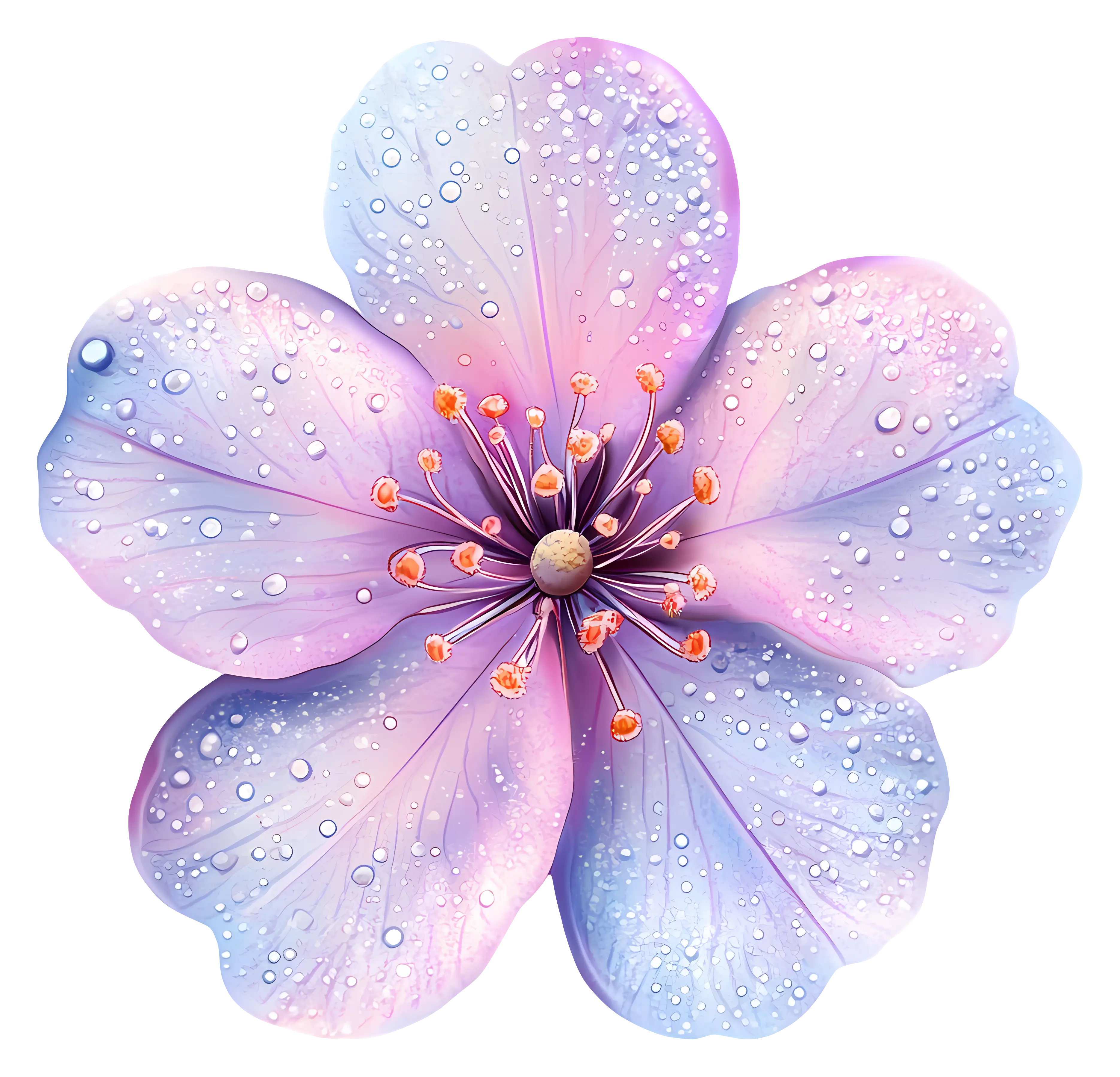 Watercolor Flower with Dew