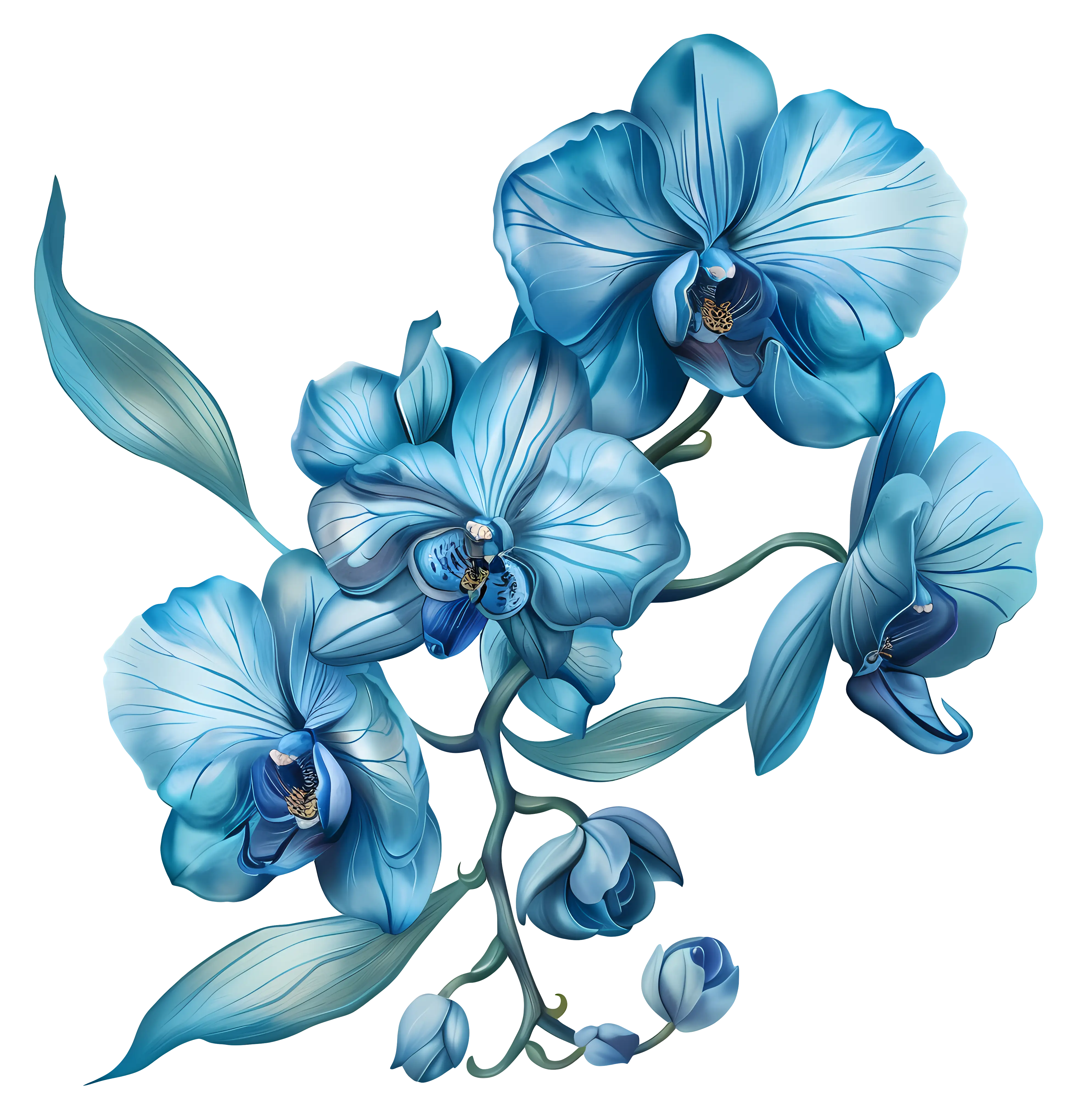 Beautiful Blue Orchids Illustration