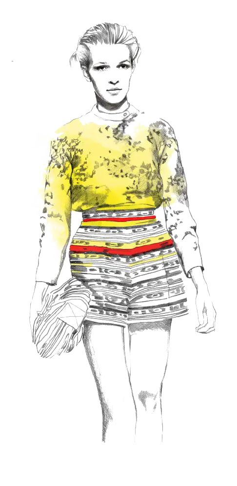Fashion Sketch of Woman in Yellow Top