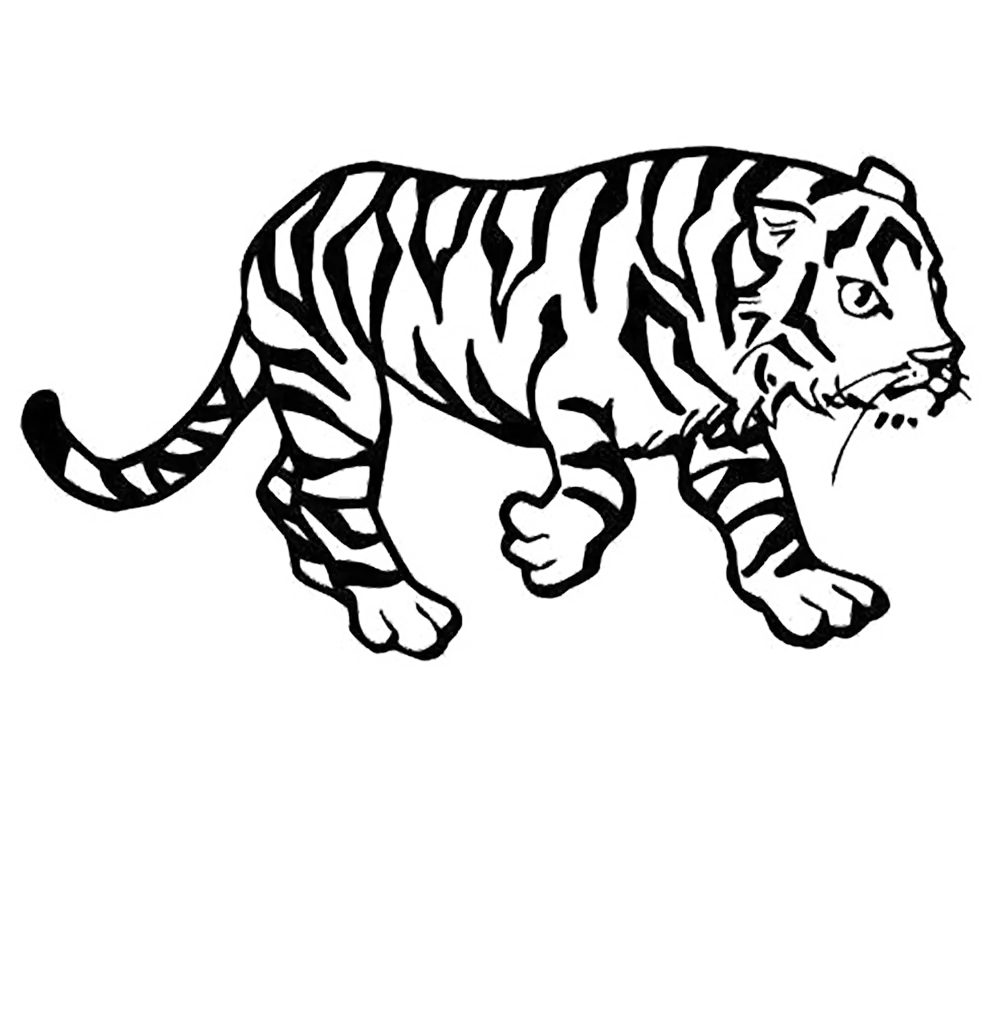 Black Tiger Illustration with Stripes