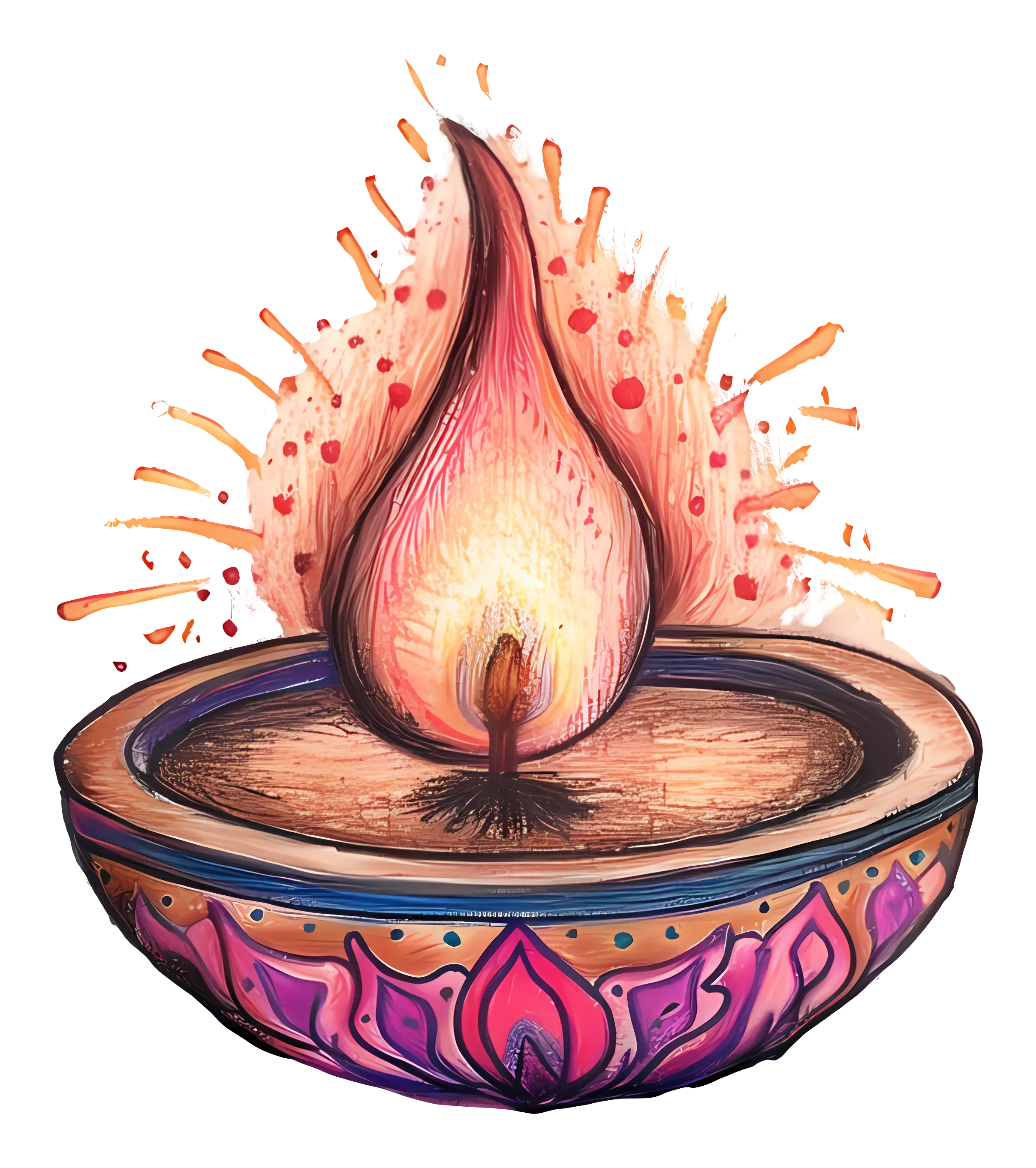 Traditional Oil Lamp with Flame