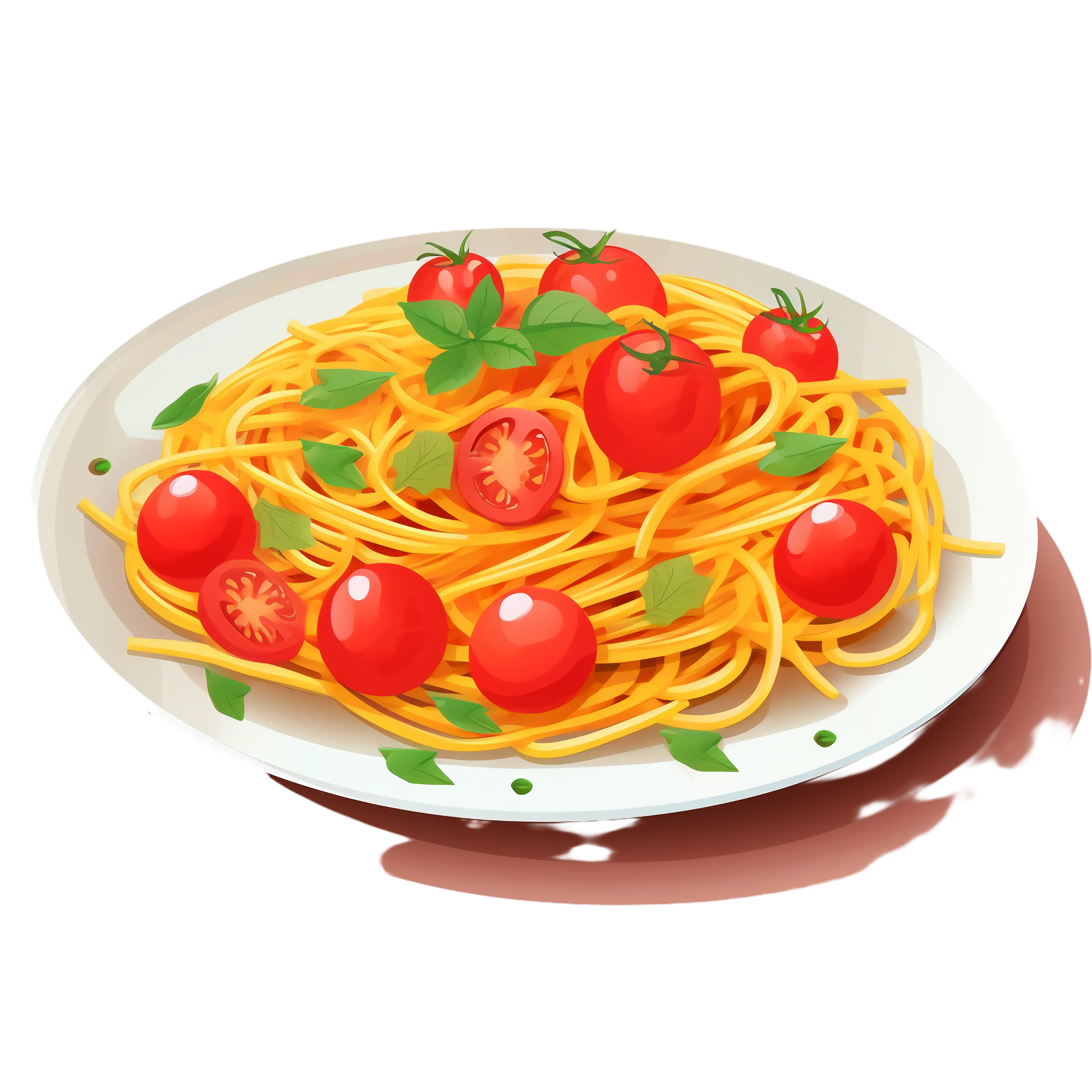 Spaghetti Decorated with Fresh Tomatoes