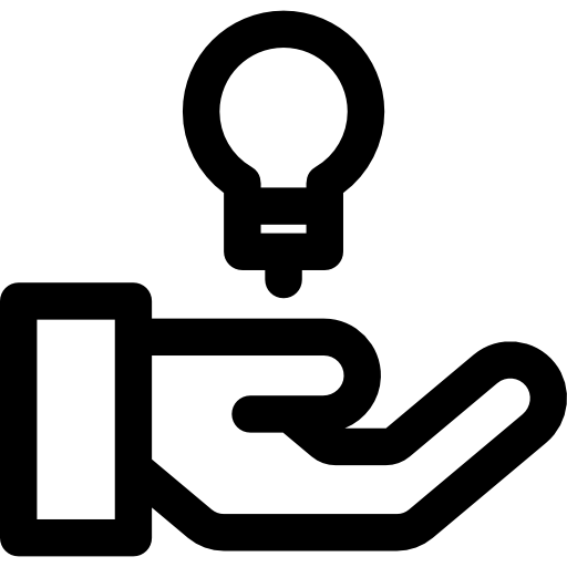 Hand with Light Bulb Icon Representing Idea