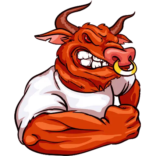 Red Cartoon Angry Bull Illustration