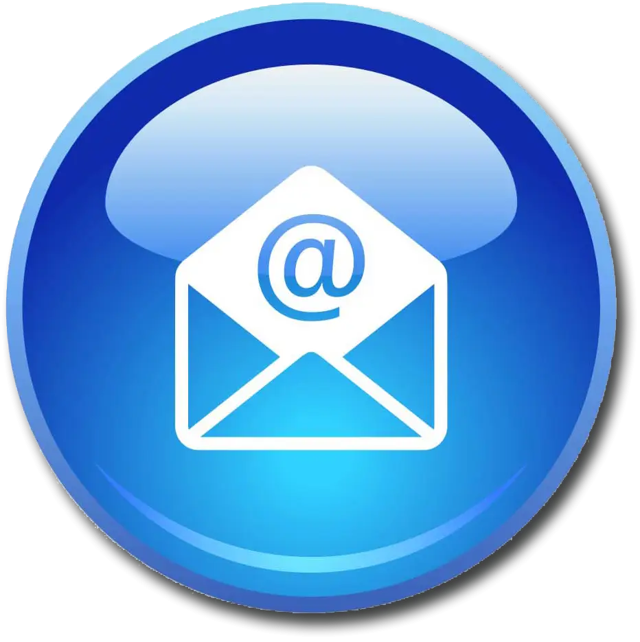 Blue Circular Email Icon with &#039;@&#039; and Envelope